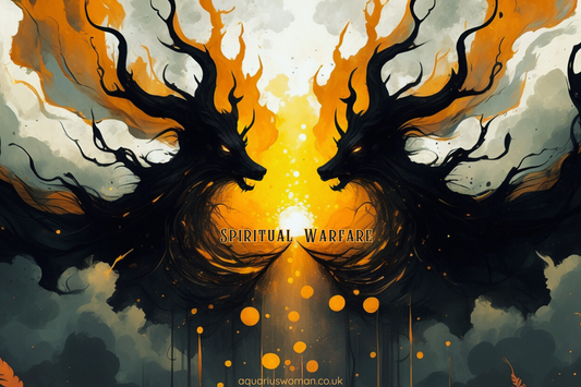 Abstract battle of light and dark forces, symbolising spiritual warfare.