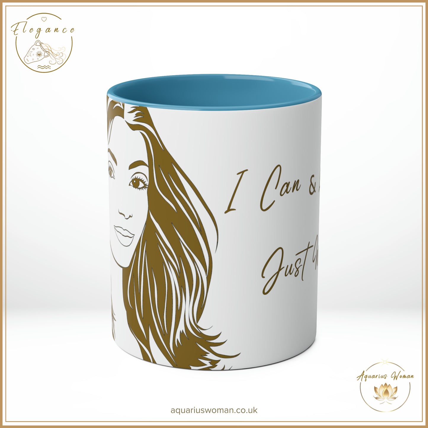 Aquarius Woman - Elegance - I Can and I Will - Just Watch Mug - Long Hair Woman - Blue- Center View
