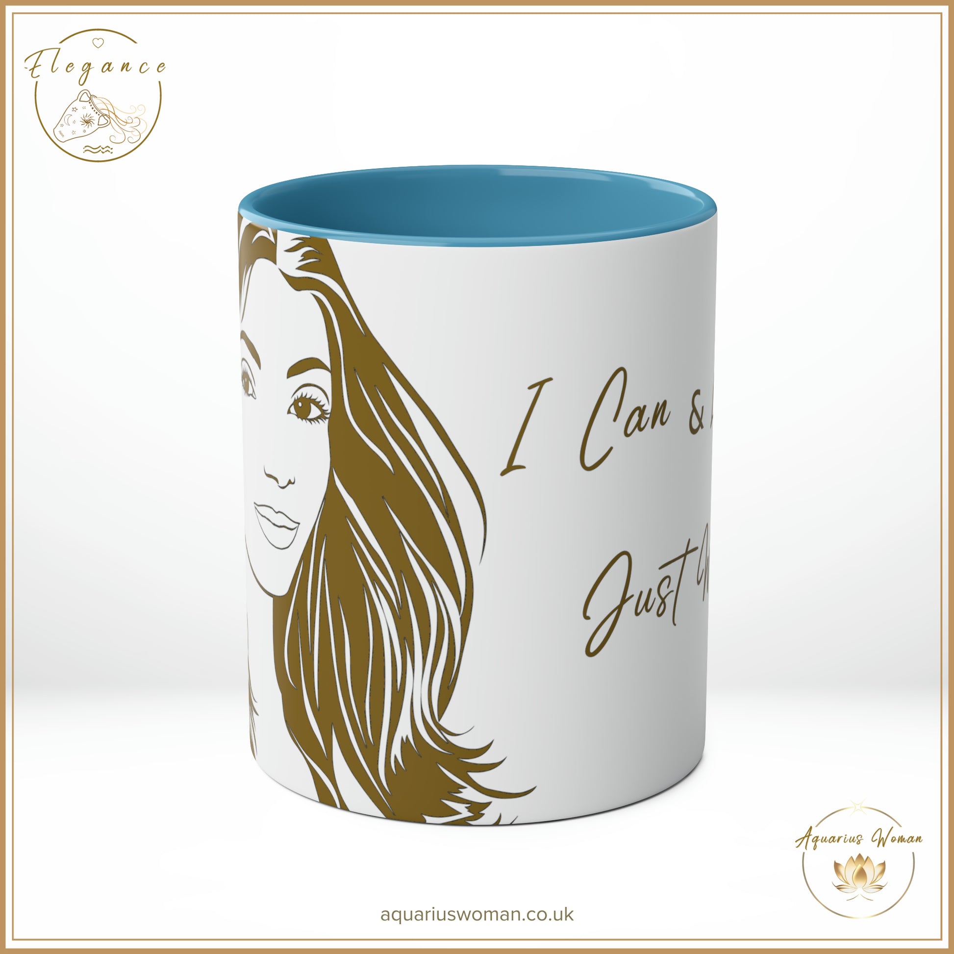 Aquarius Woman - Elegance - I Can and I Will - Just Watch Mug - Long Hair Woman - Blue- Center View