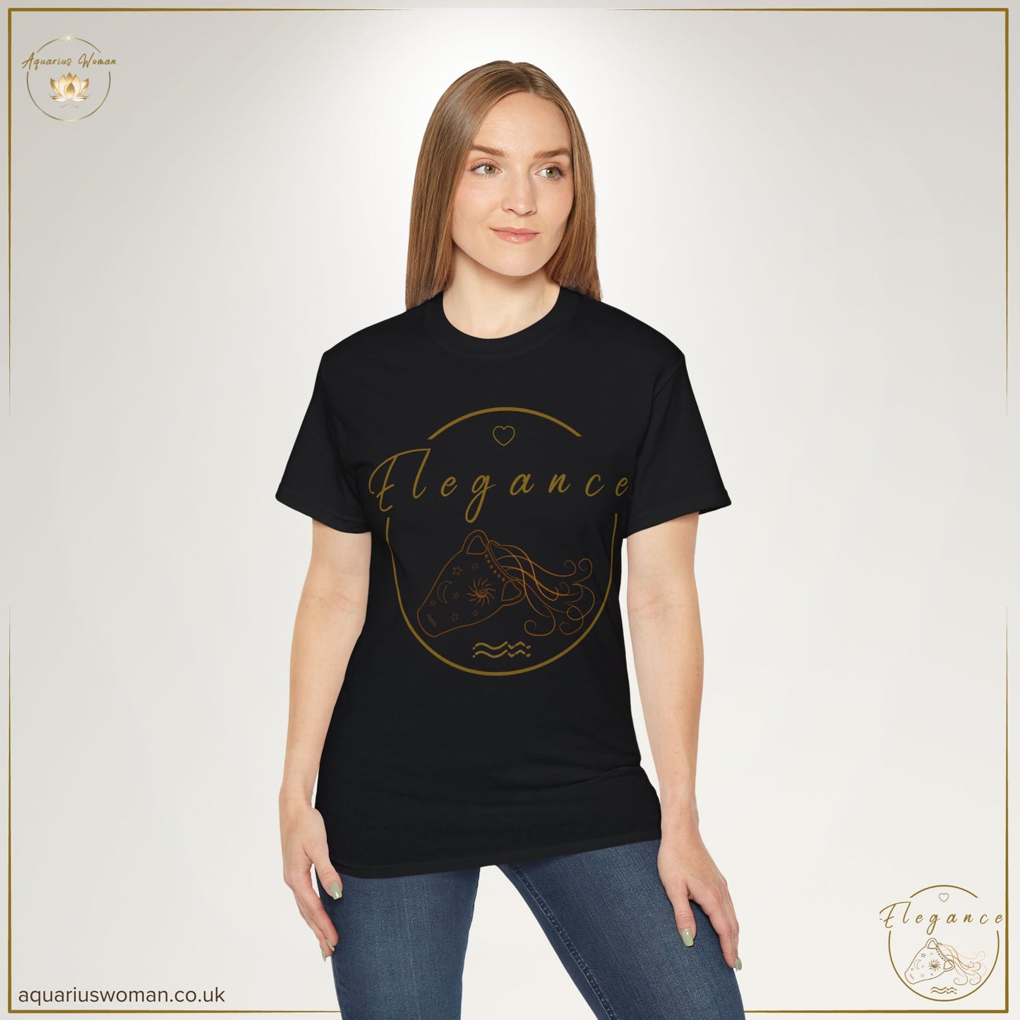 Elegance Embodied: Aquarius Woman Logo Tee