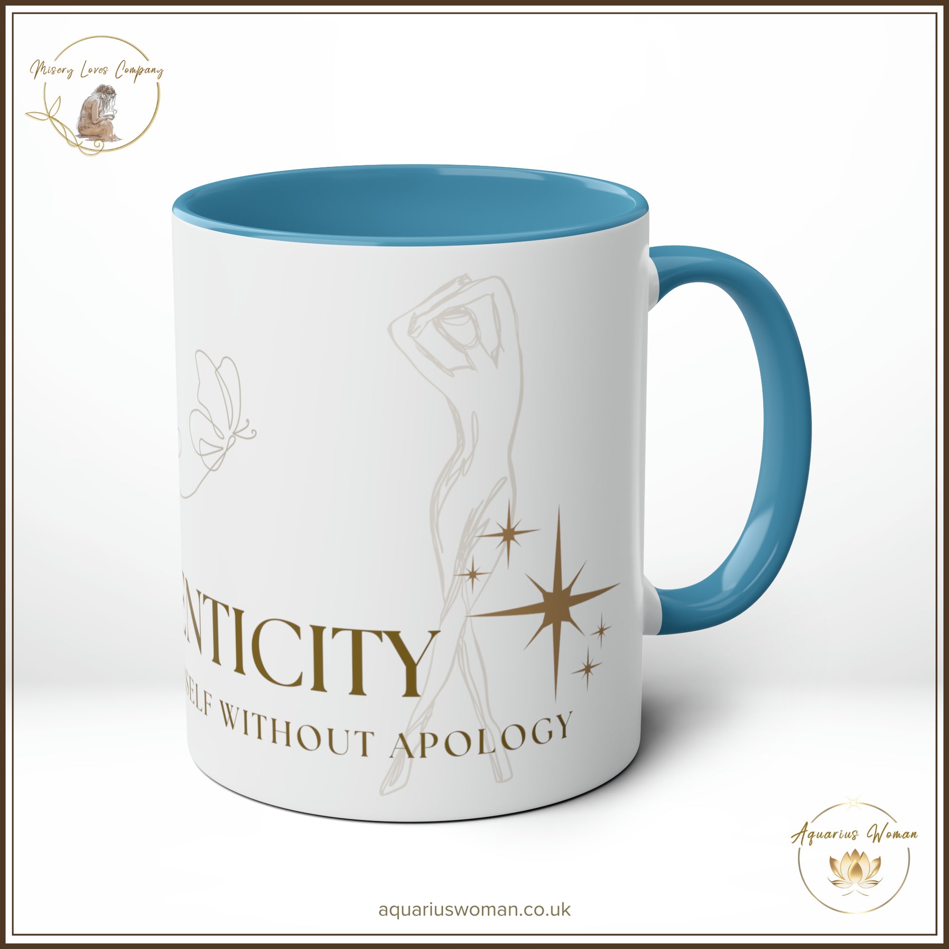 Aquarius Woman's Authenticity, Be True to Yourself Without Apology Mug - Blue - Right