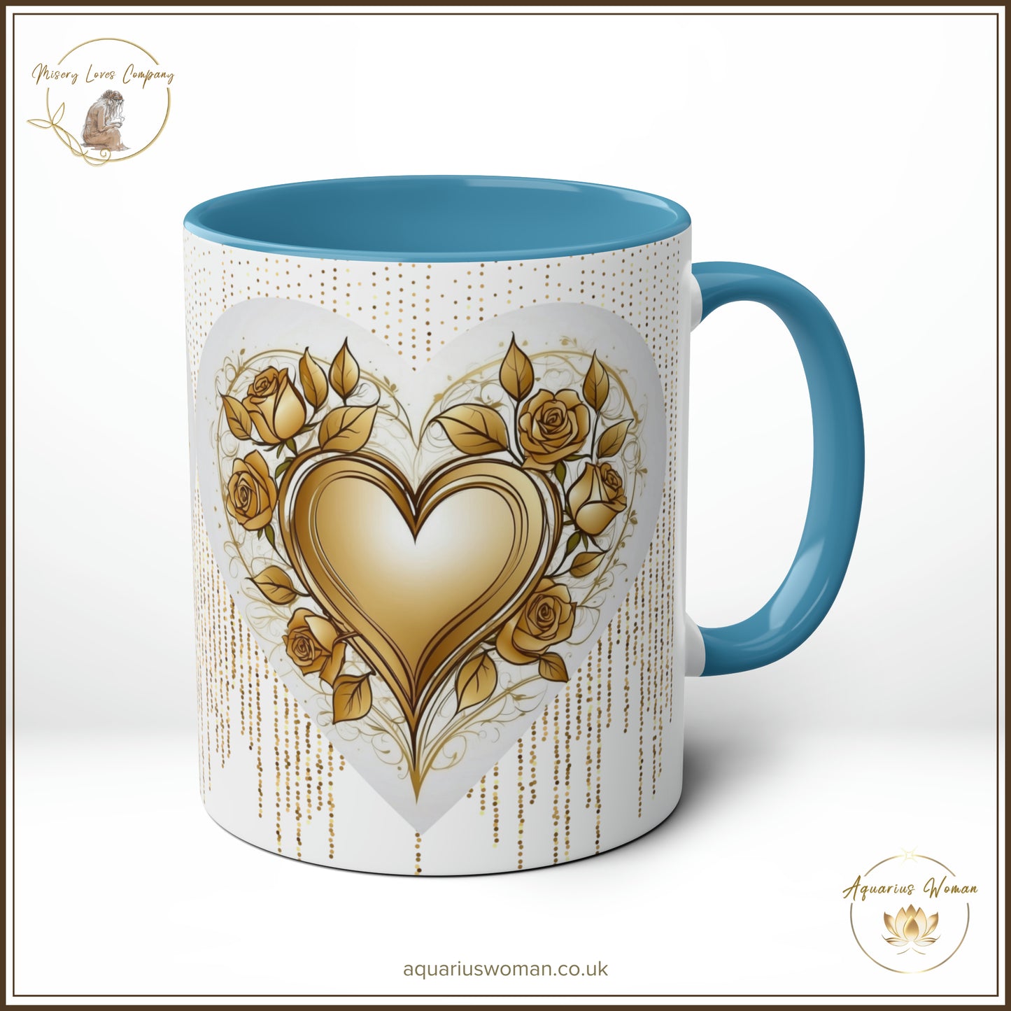 Golden Heart and Thorned Roses Mug | Misery Loves Company