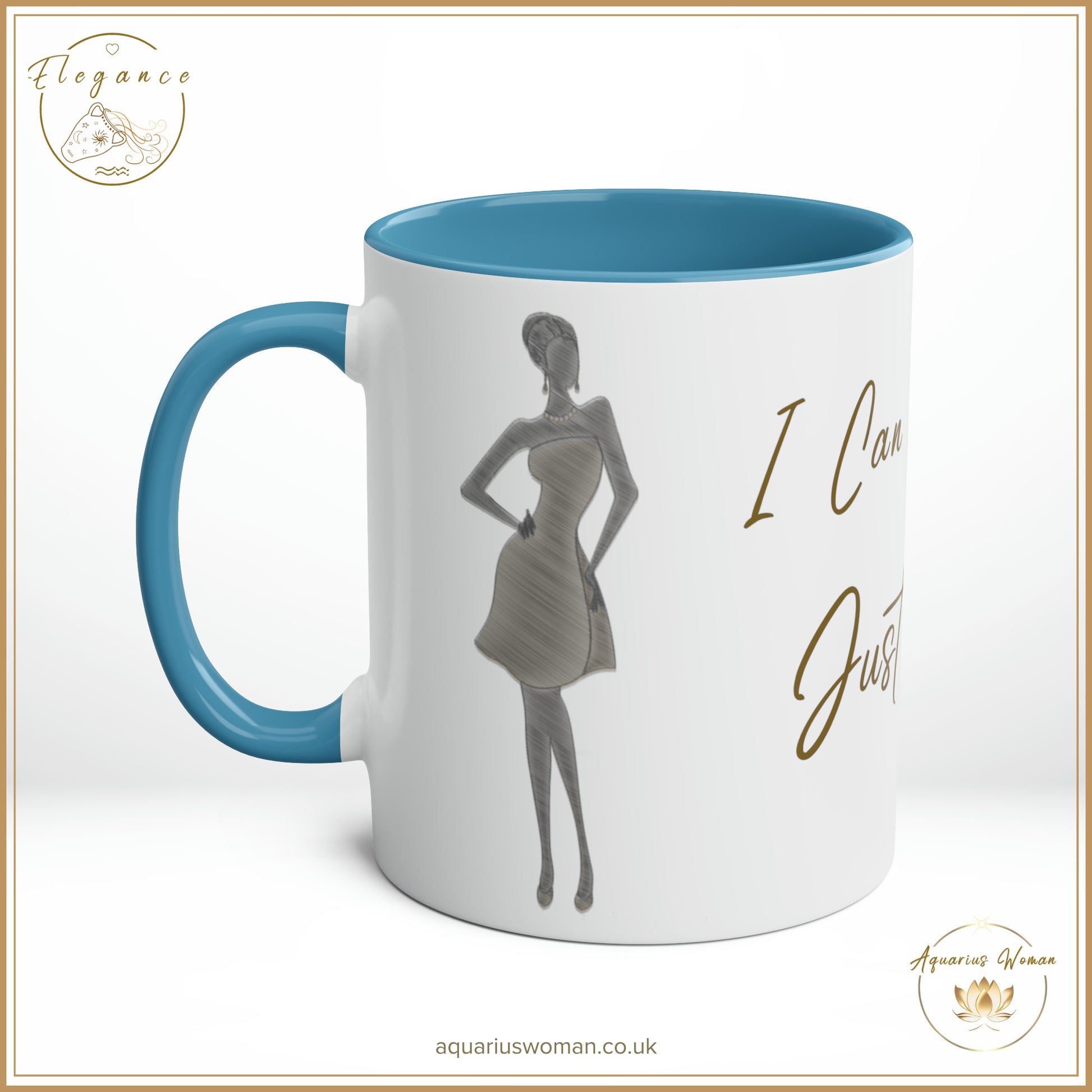 Aquarius Woman - I Can and I Will - Just Watch Mug from the Elegance Range  "Ladies Silhouette" Blue - Right