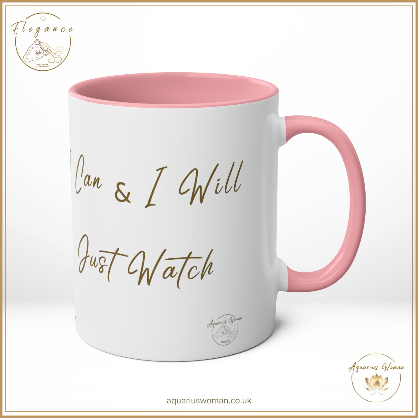 Aquarius Woman - Elegance - I Can and I Will - Just Watch Mug - Long Hair Woman - Pink - Left