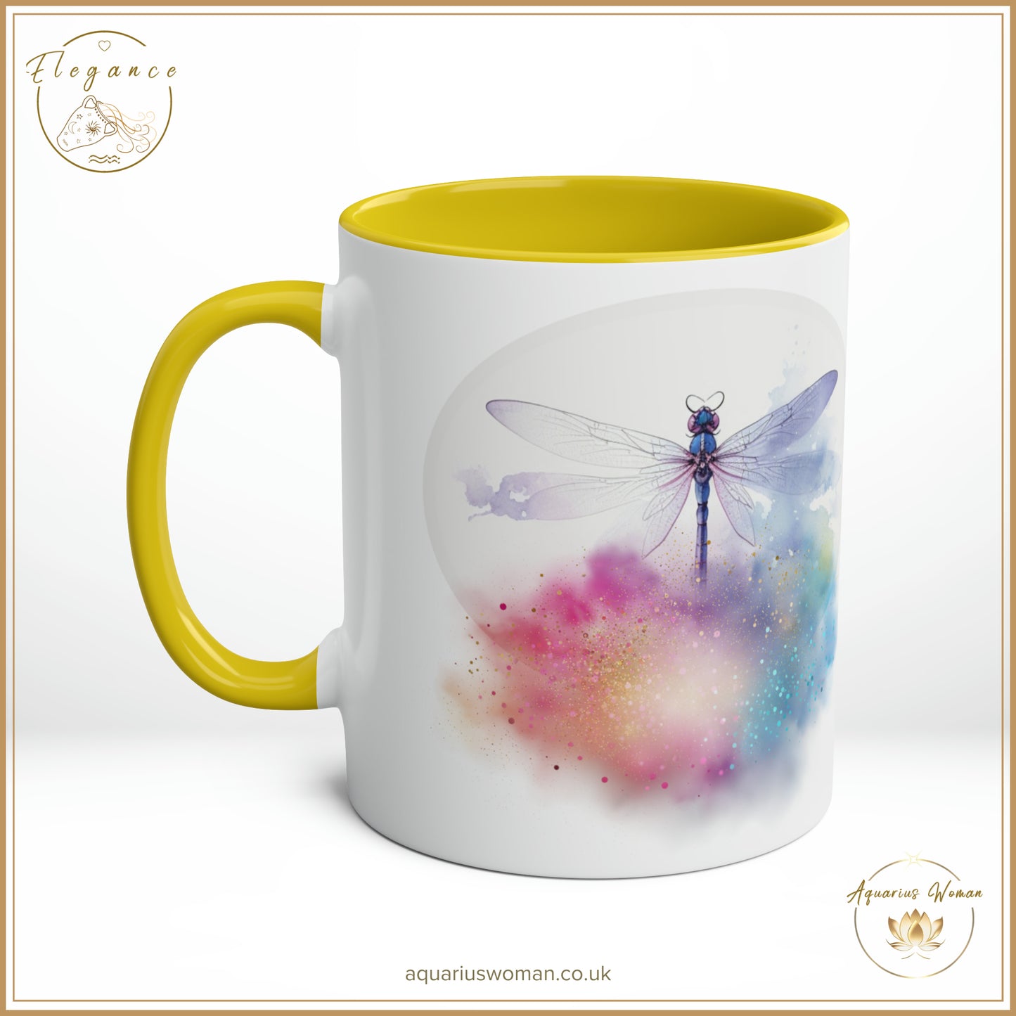 Aquarius Woman's Elegance Collection - Ethereal Dragonfly Cosmic Cloud Burst Ceramic Mug