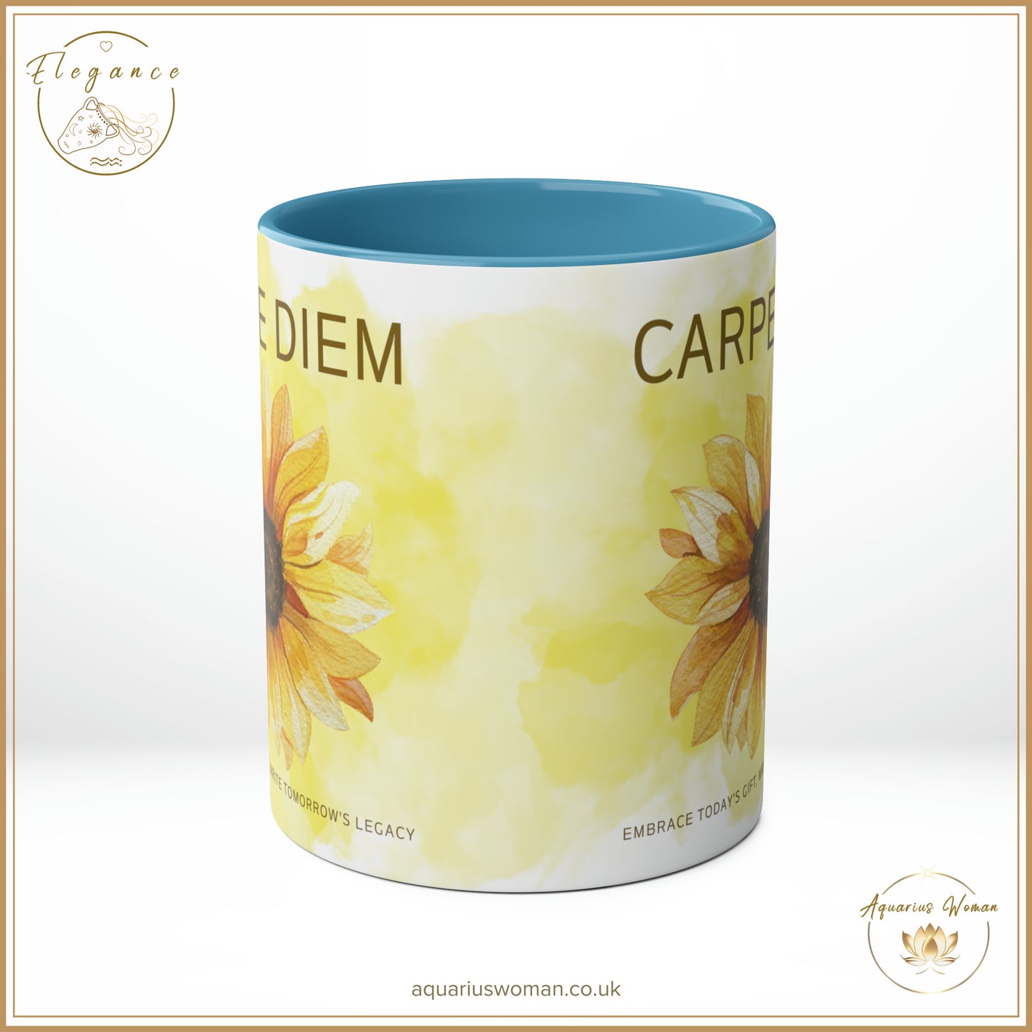 Aquarius Woman's CARPE DIEM Sunflower Mug - Elegance Collection