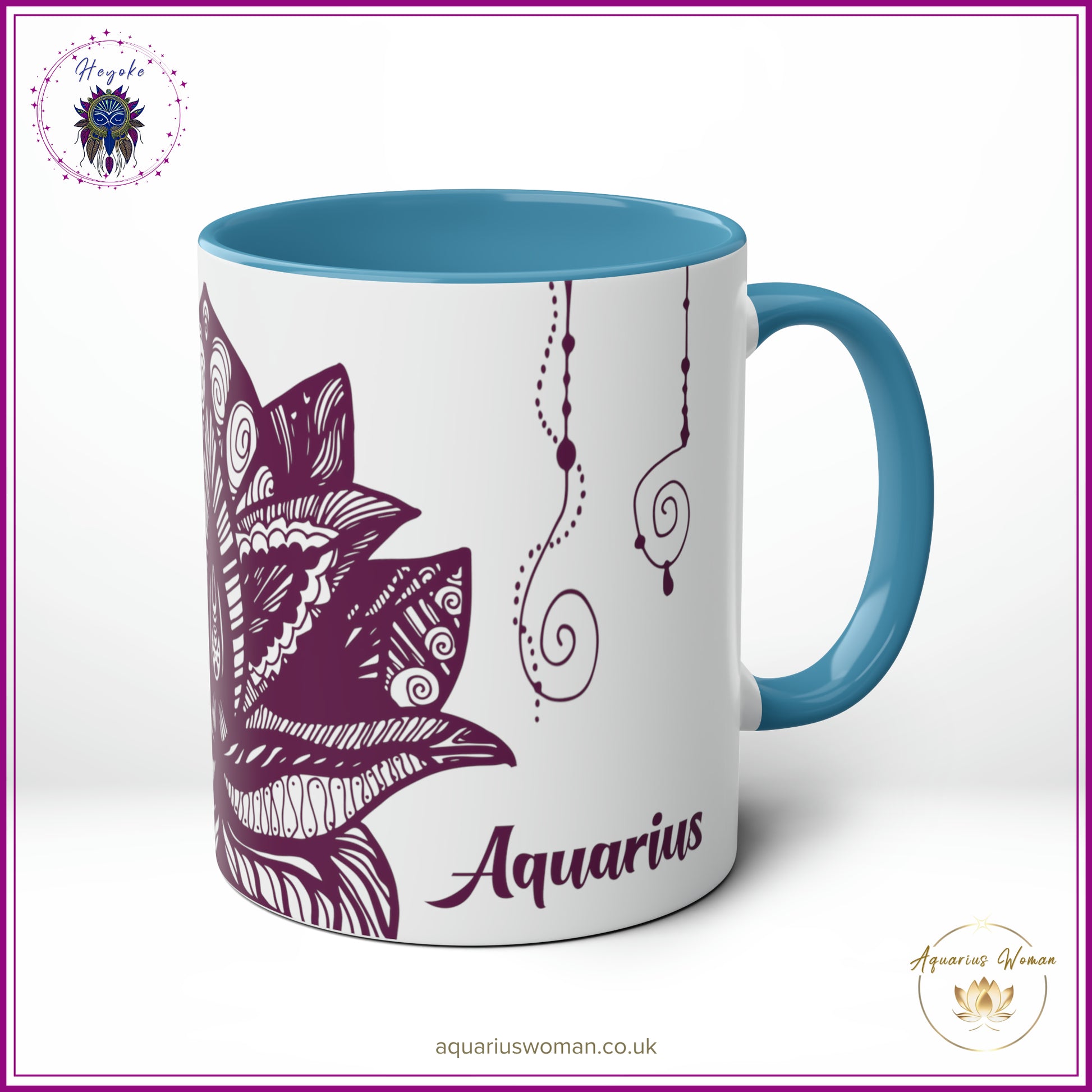 Aquarius Woman Heyoke Range Mug - Mystical Amethyst Dream-Catcher - Blue - Left View