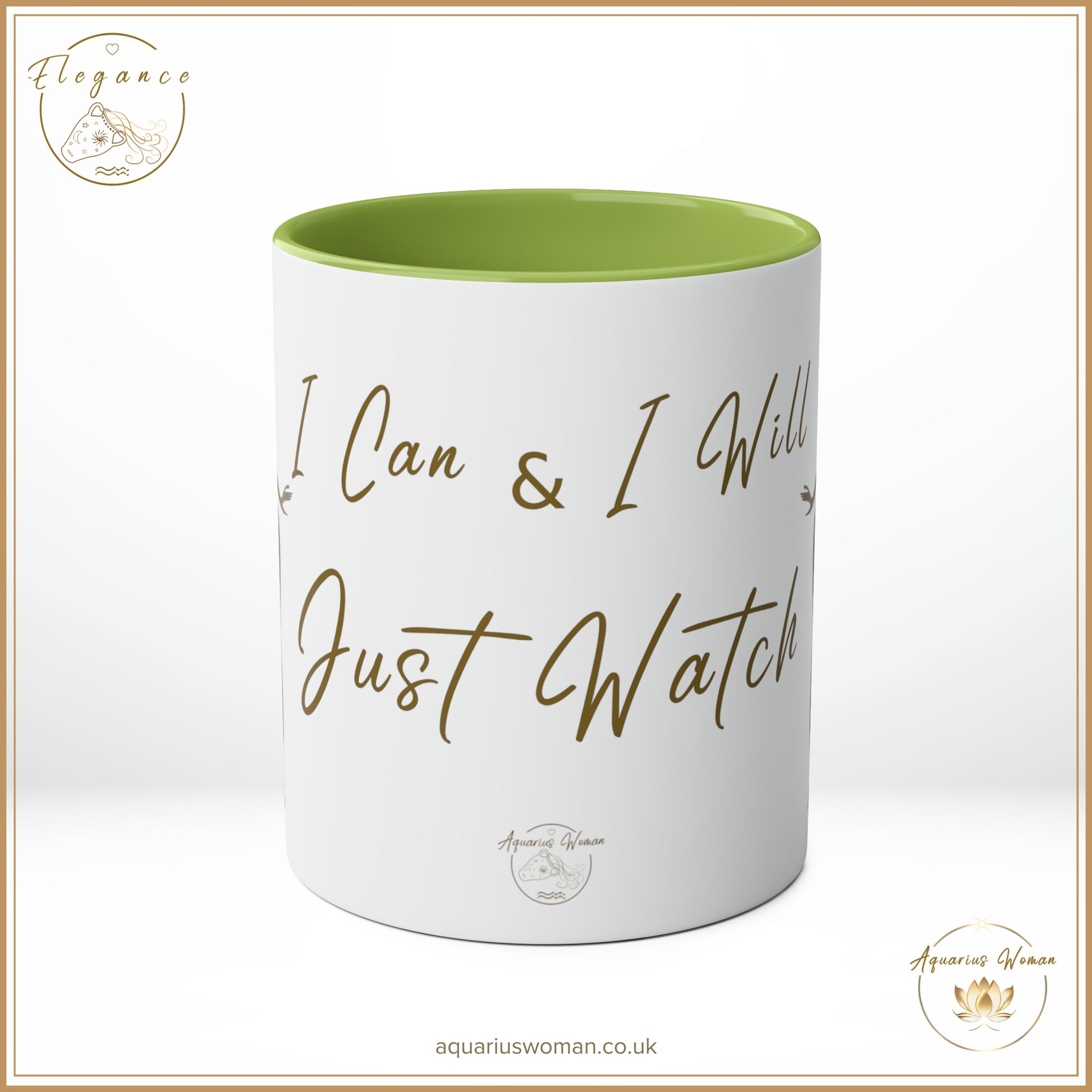 Aquarius Woman - Elegance - I Can and I Will - Just Watch Mug - Dancing Woman - Green - Center View