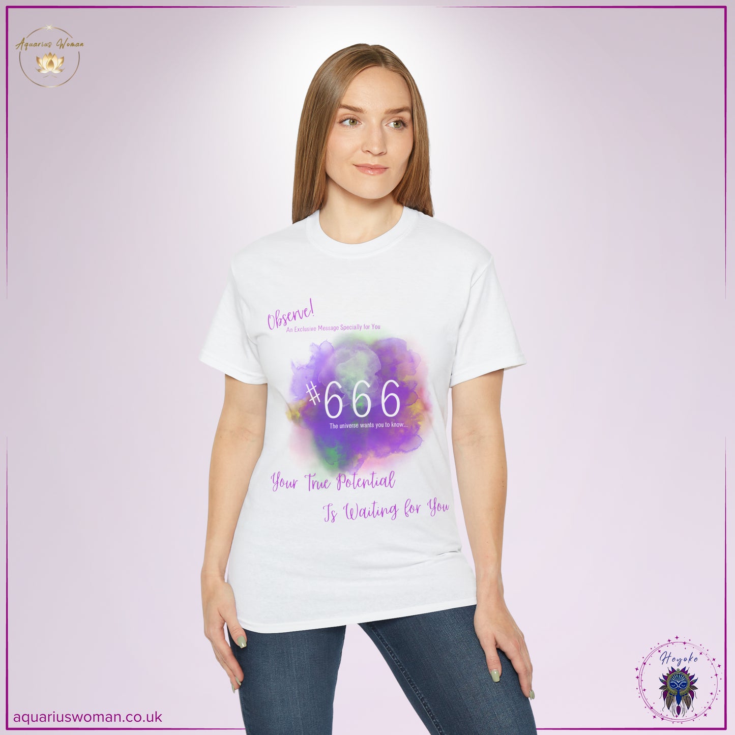 Synchronicity #666 Tee from the Heyoke Collection by Aquarius Woman - Woman _White t-shirt