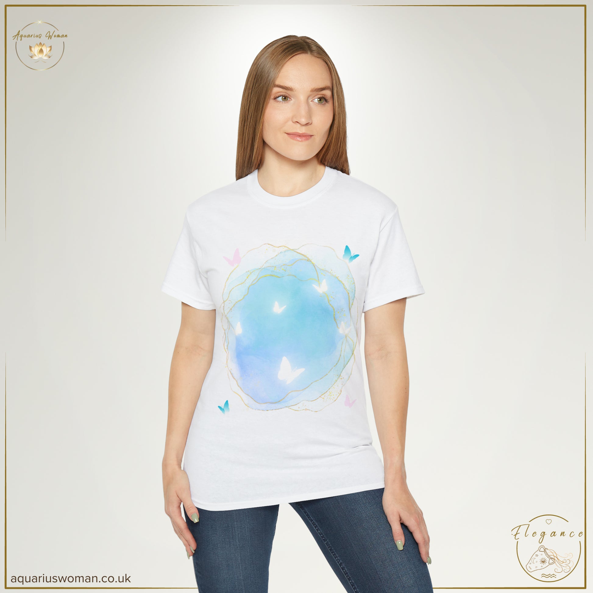 Aquarius Woman's Simple Elegance - Geode Magic Tee - model
