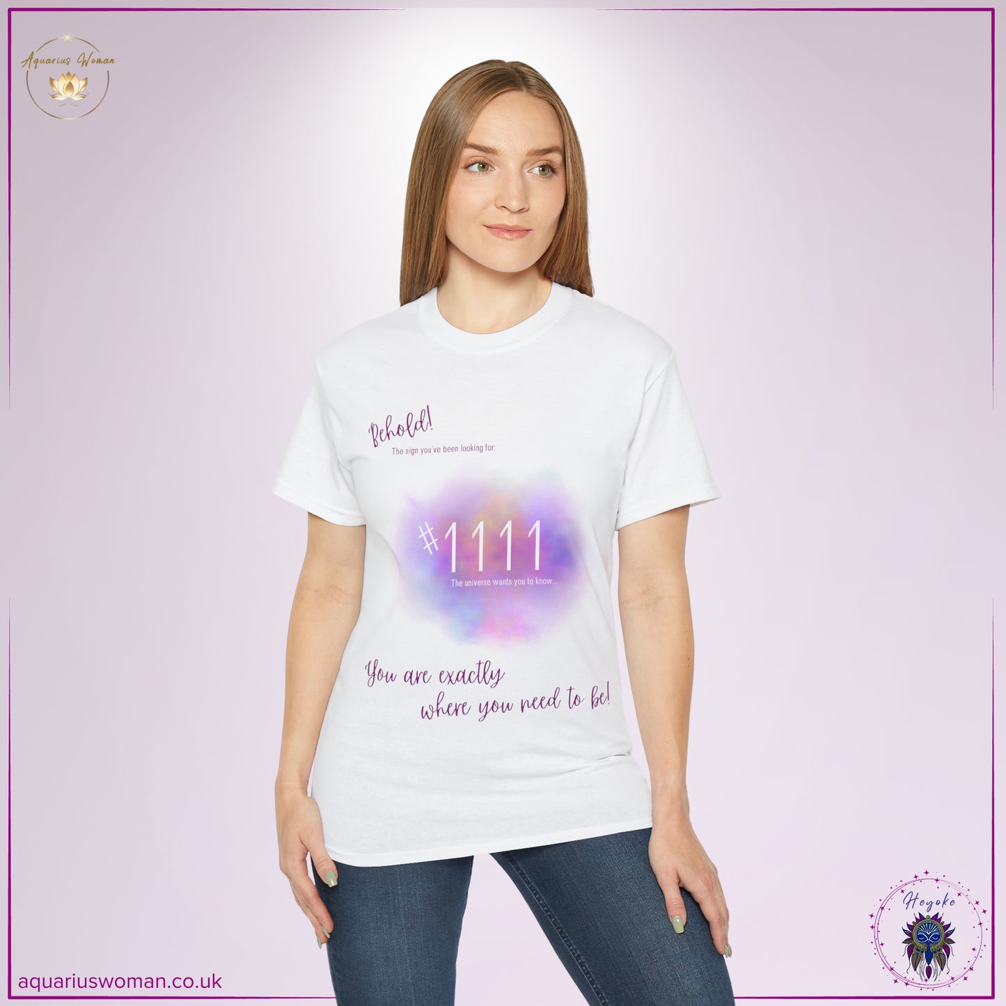 Synchronicity #1111 Tee from the Heyoke Collection by Aquarius Woman - Woman _ White t-shirt