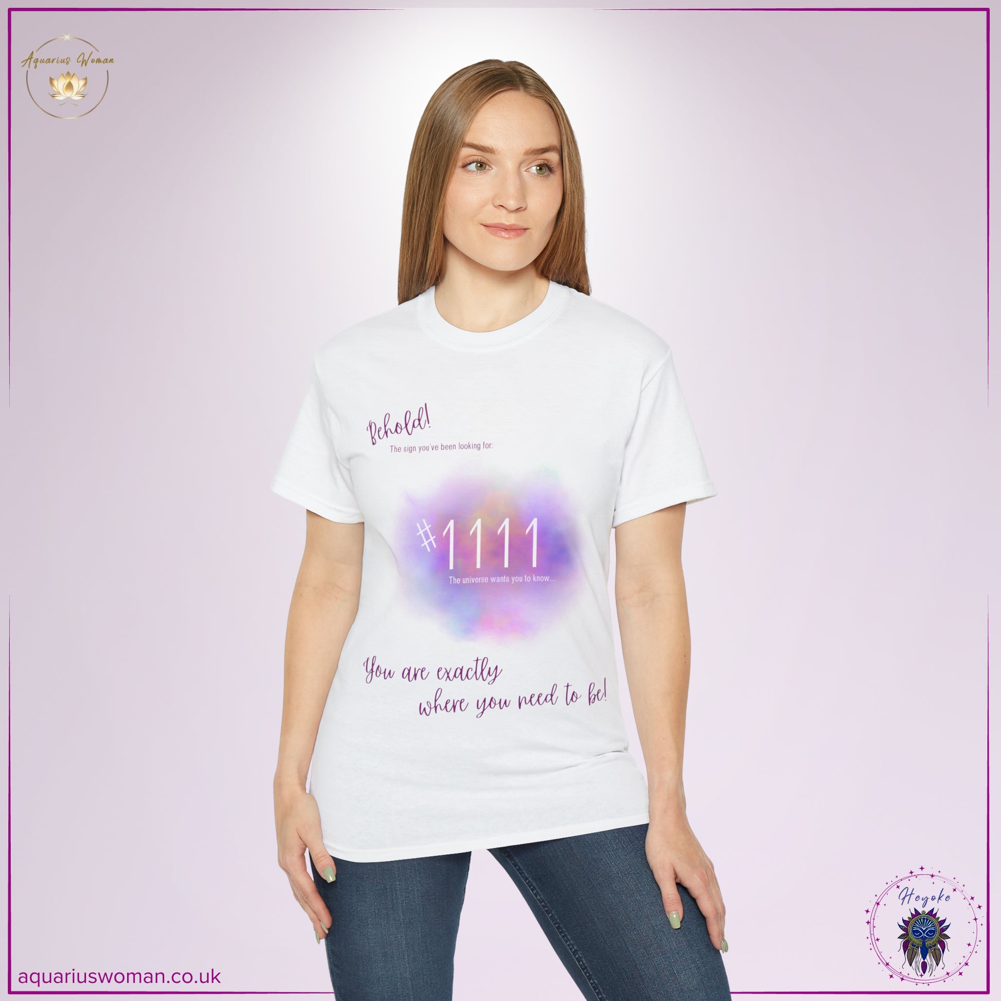 Synchronicity #1111 Tee from the Heyoke Collection by Aquarius Woman - Woman _ White t-shirt