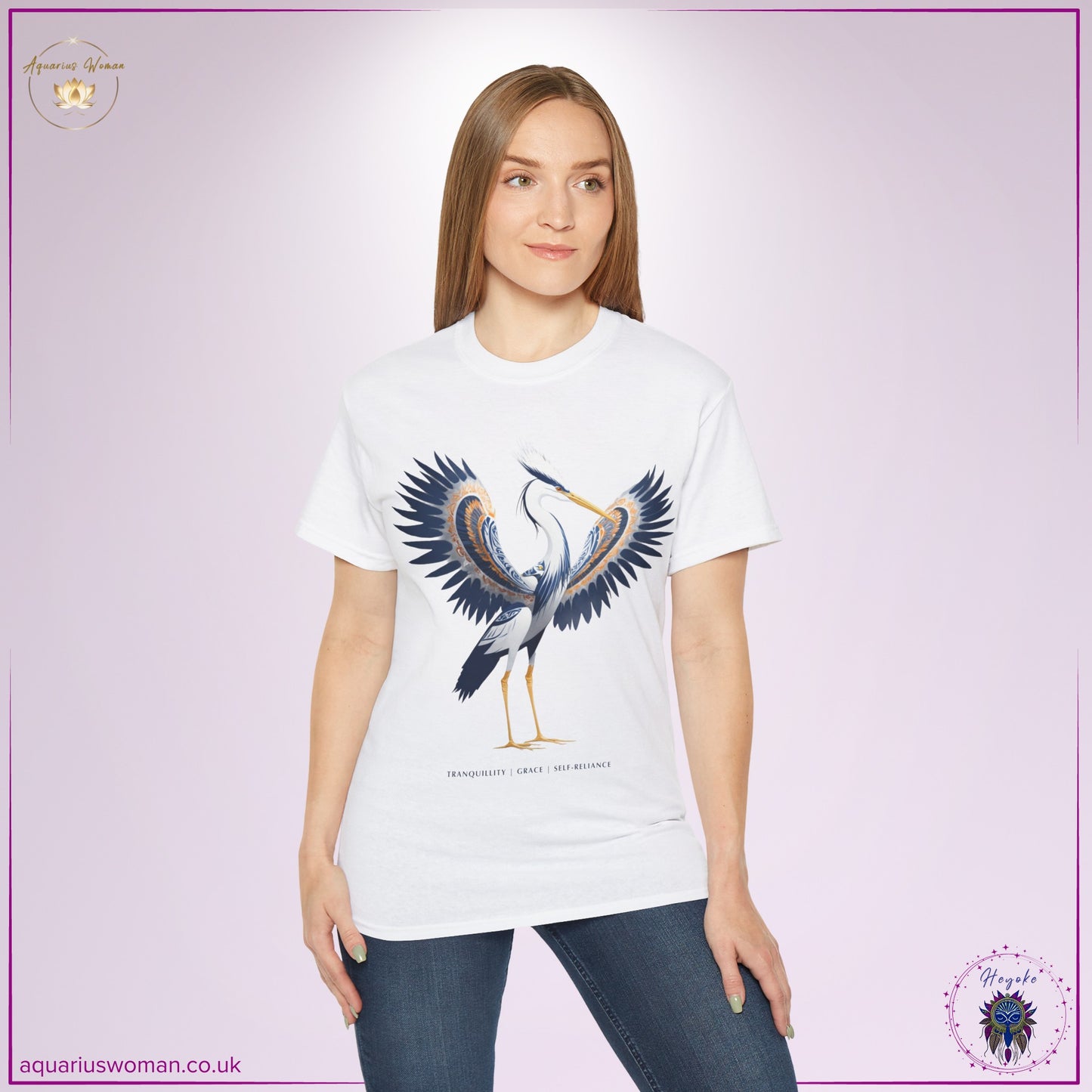 Heron Spirit Animal Tee – Embrace Tranquillity, Grace & Self-Reliance