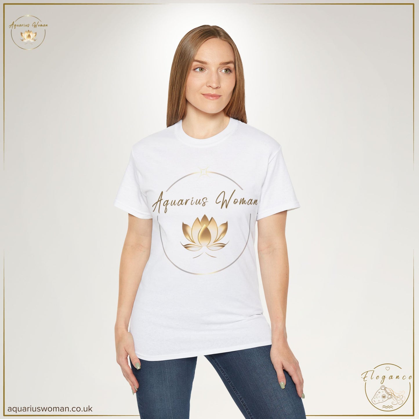 Aquarius Woman’s Logo Tee – Radiance in the Darkness