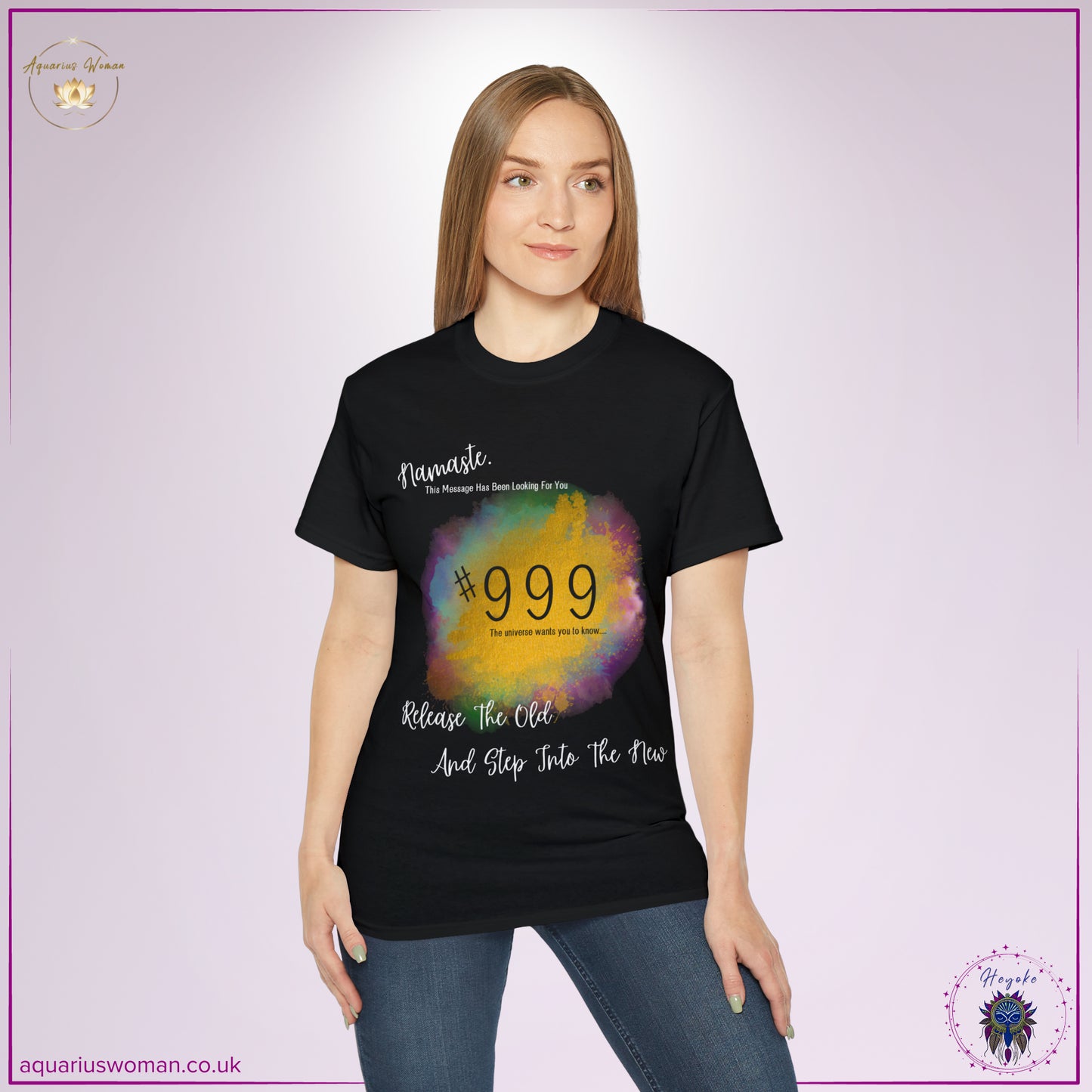 Synchronicity #999 Tee from the Heyoke Collection by Aquarius Woman - Woman _ Black t-shirt