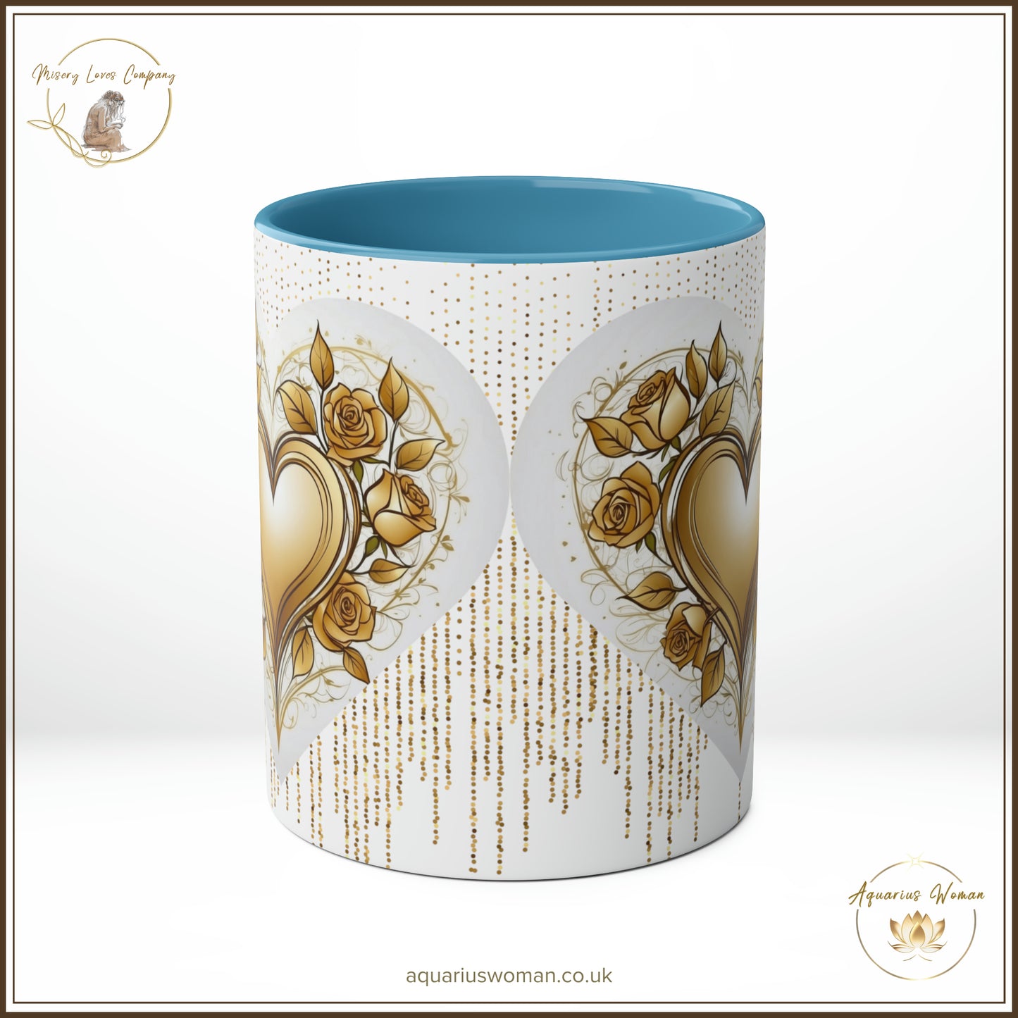 Golden Heart and Thorned Roses Mug | Misery Loves Company