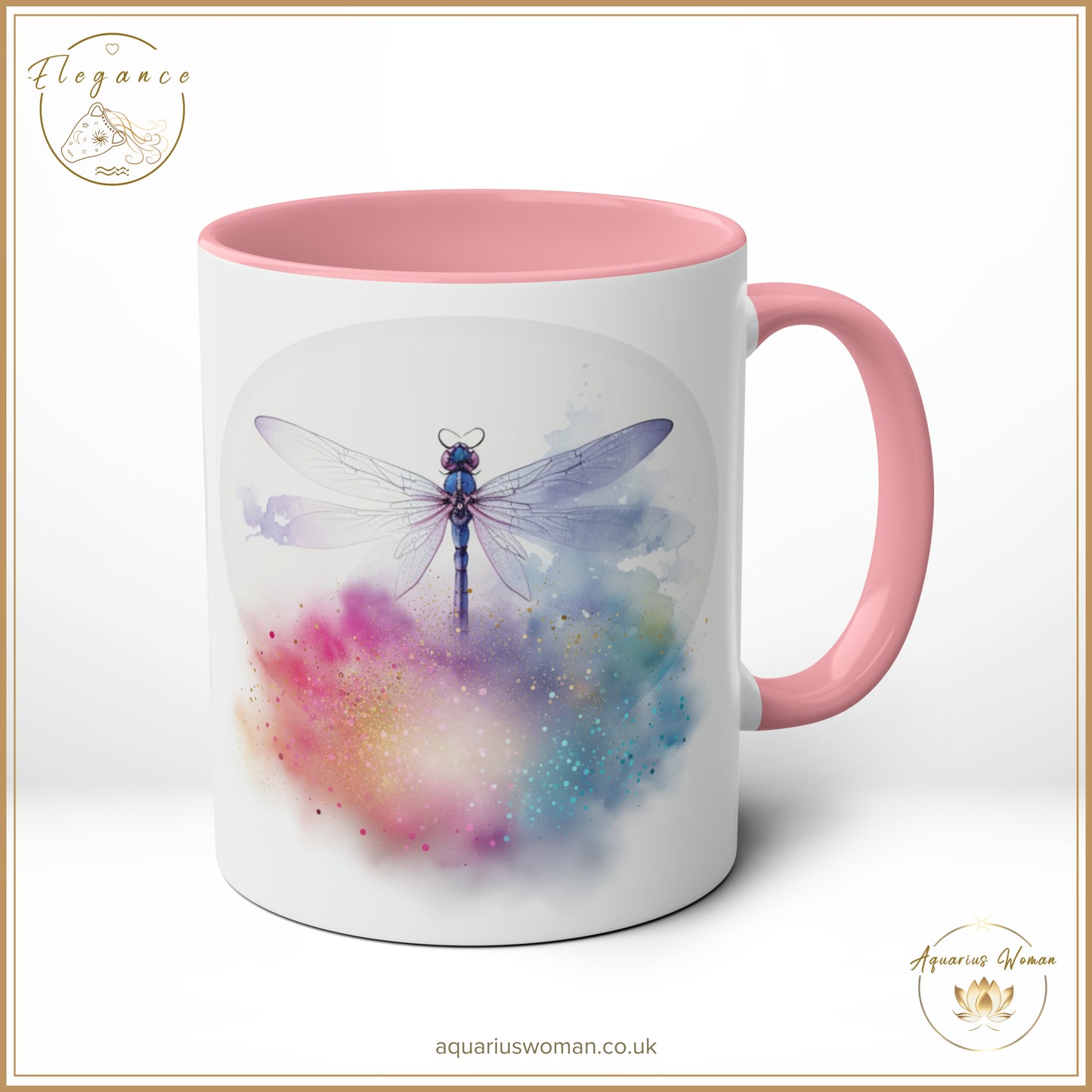 Aquarius Woman's Elegance Collection - Ethereal Dragonfly Cosmic Cloud Burst Ceramic Mug