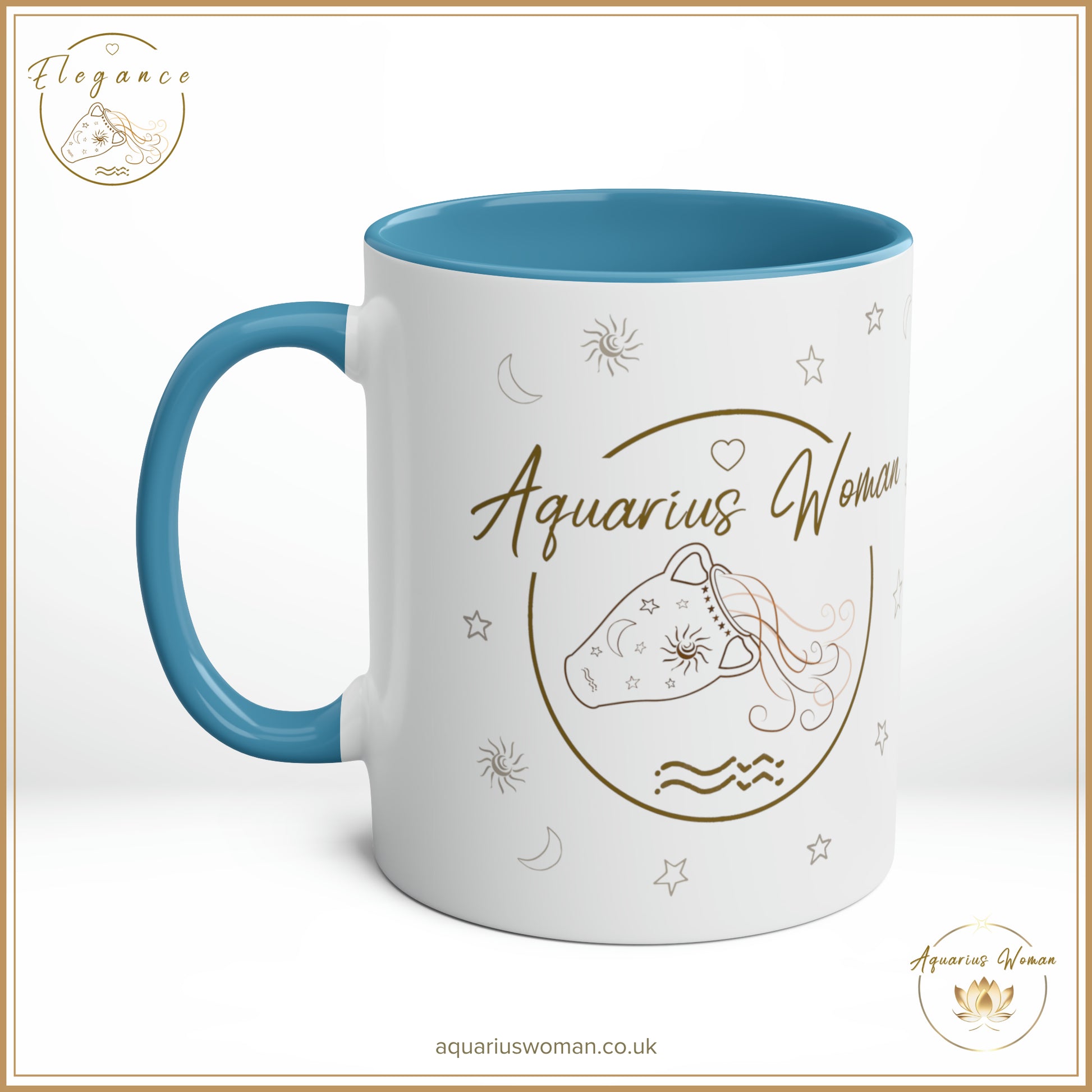 Aquarius Woman - Original Logo Mug - Blue - Right