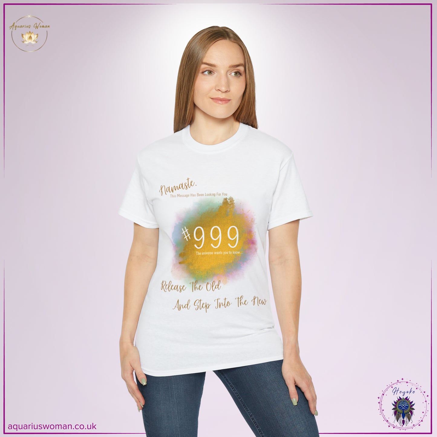 Synchronicity #999 Tee from the Heyoke Collection by Aquarius Woman - Woman _White t-shirt
