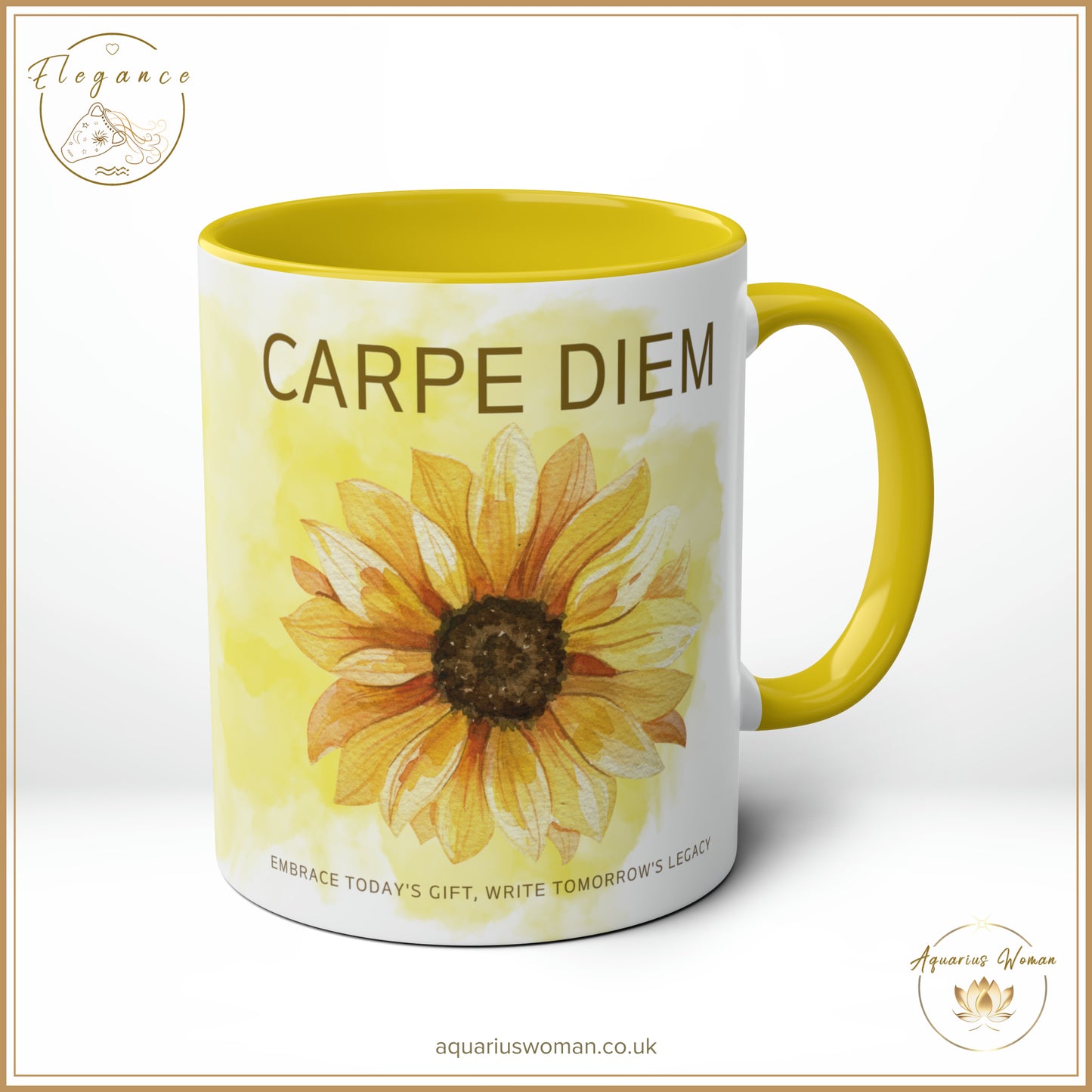 Aquarius Woman's CARPE DIEM Sunflower Mug - Elegance Collection