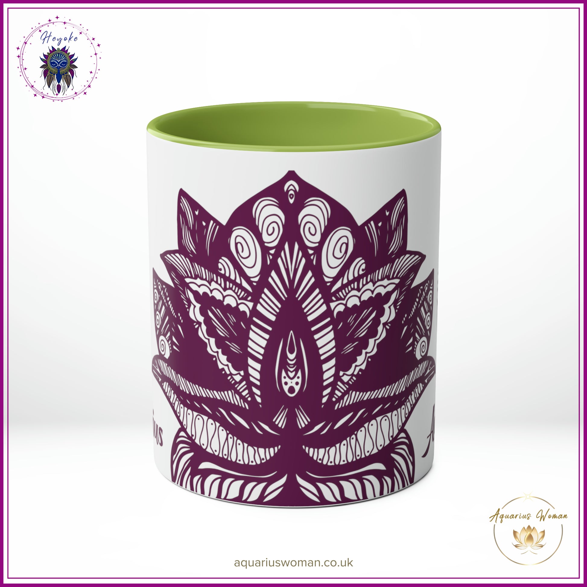 Aquarius Woman Heyoke Range Mug - Mystical Amethyst Dream-Catcher - Green - Center View