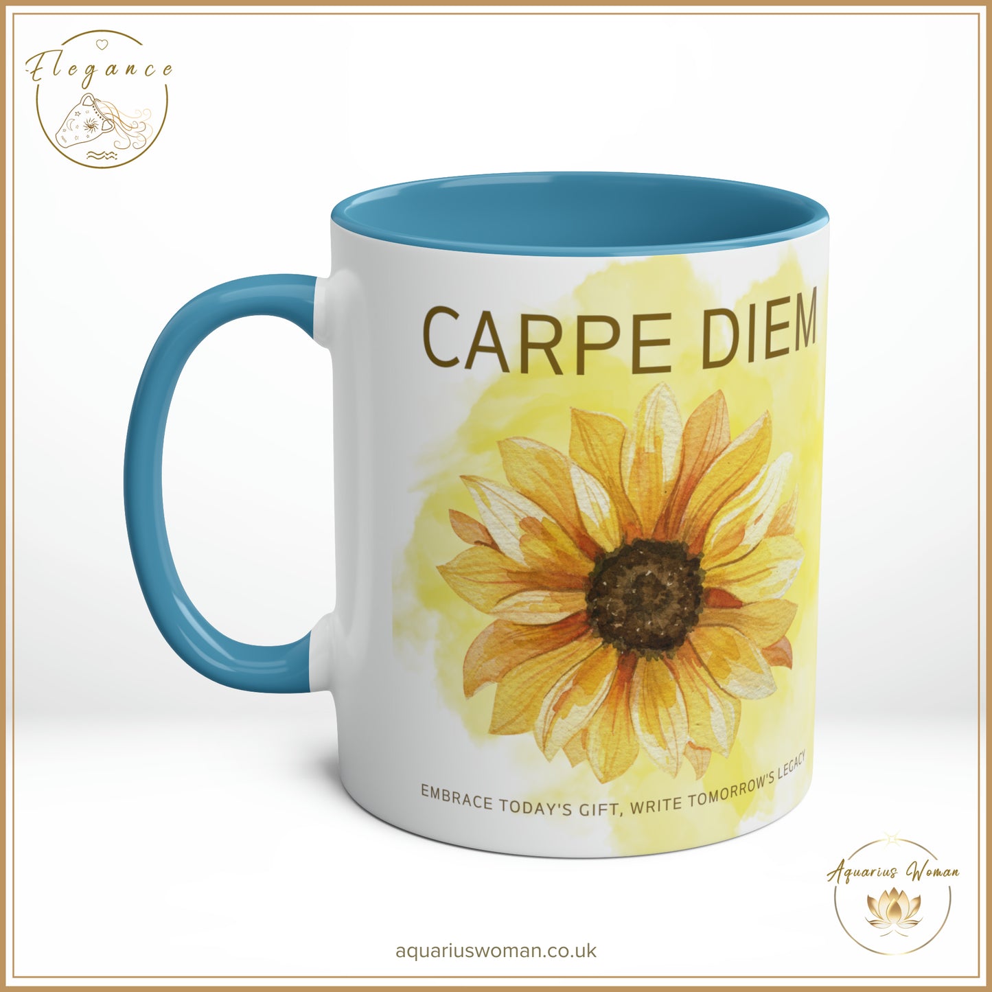 Aquarius Woman's CARPE DIEM Sunflower Mug - Elegance Collection