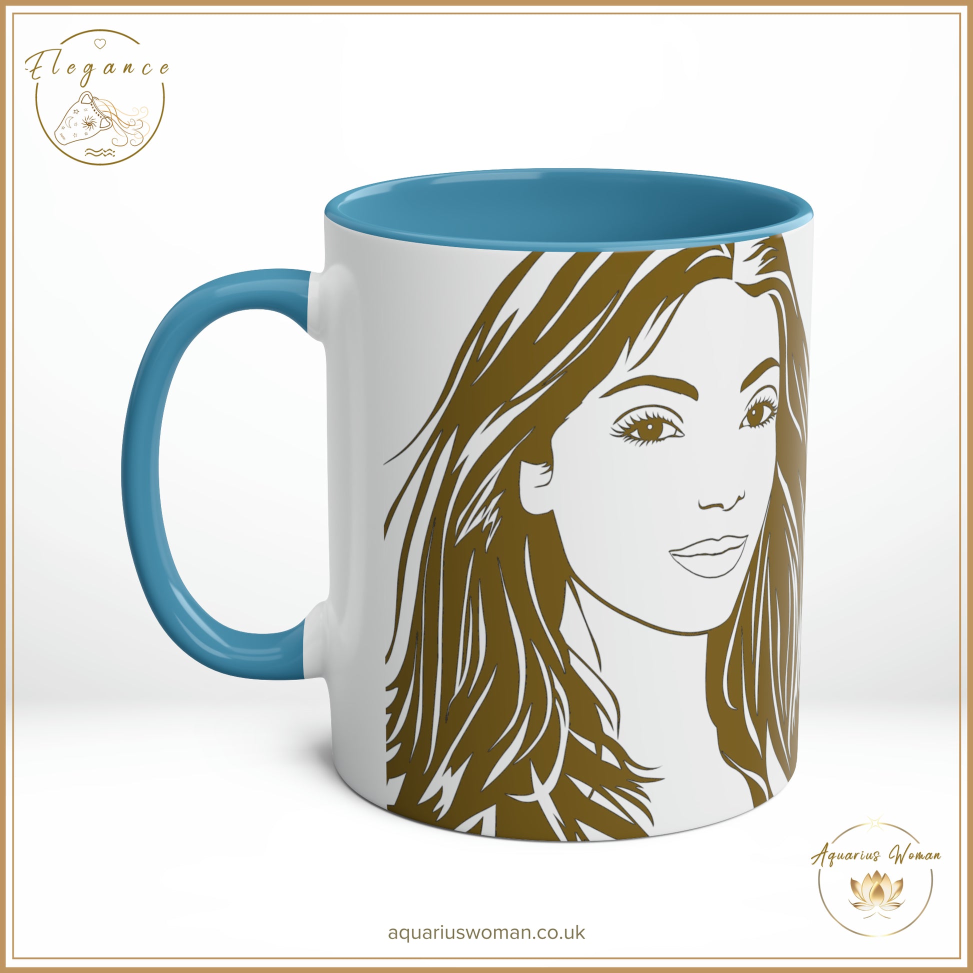 Aquarius Woman - Elegance - I Can and I Will - Just Watch Mug - Long Hair Woman - Blue- Right View