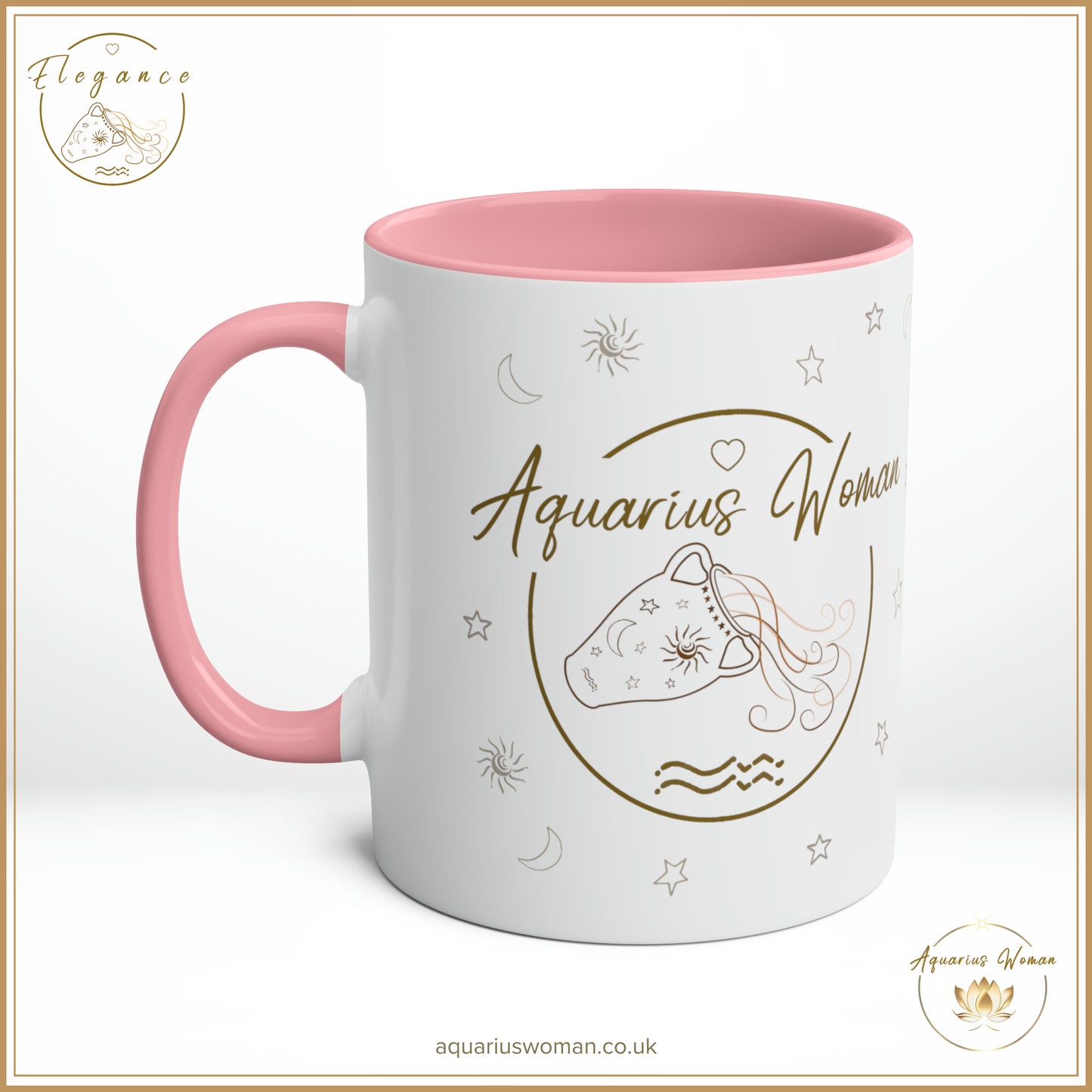 Aquarius Woman - Original Logo Mug - Pink - Right