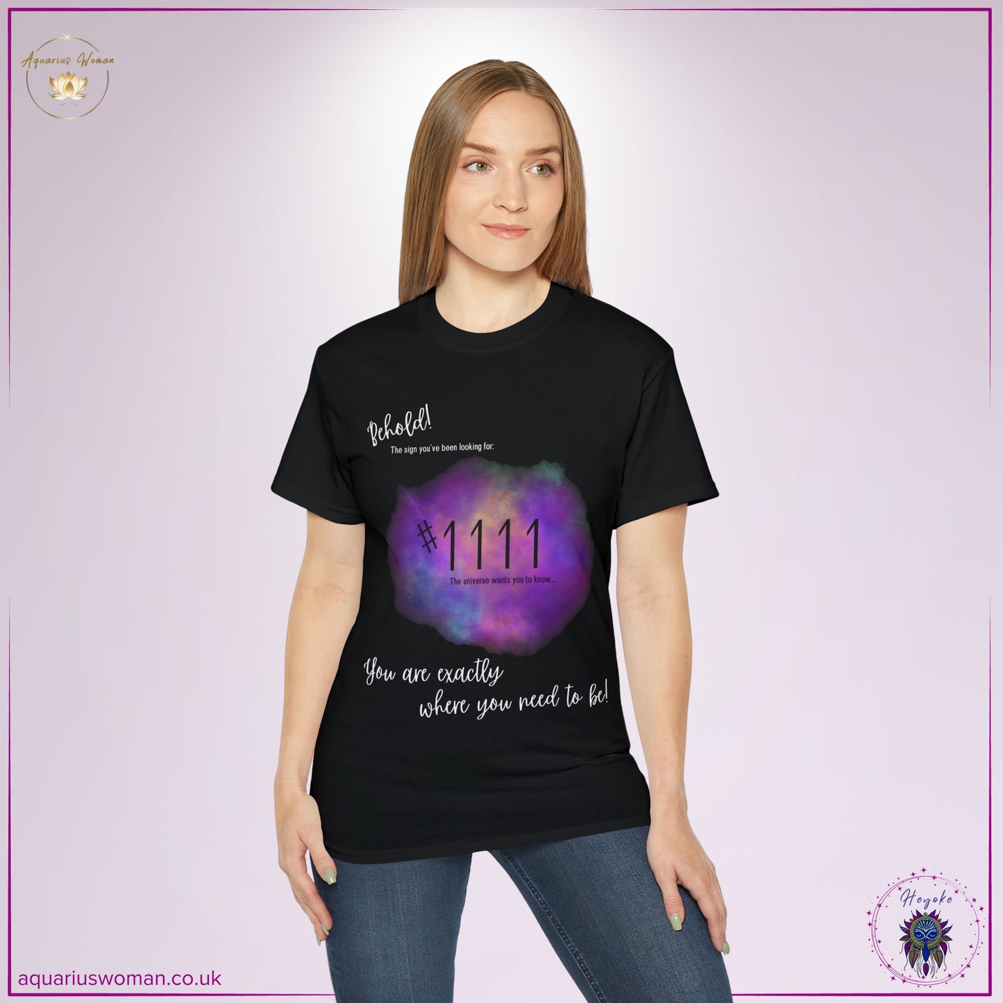 Synchronicity #1111 Tee from the Heyoke Collection by Aquarius Woman - Woman _ Black t-shirt