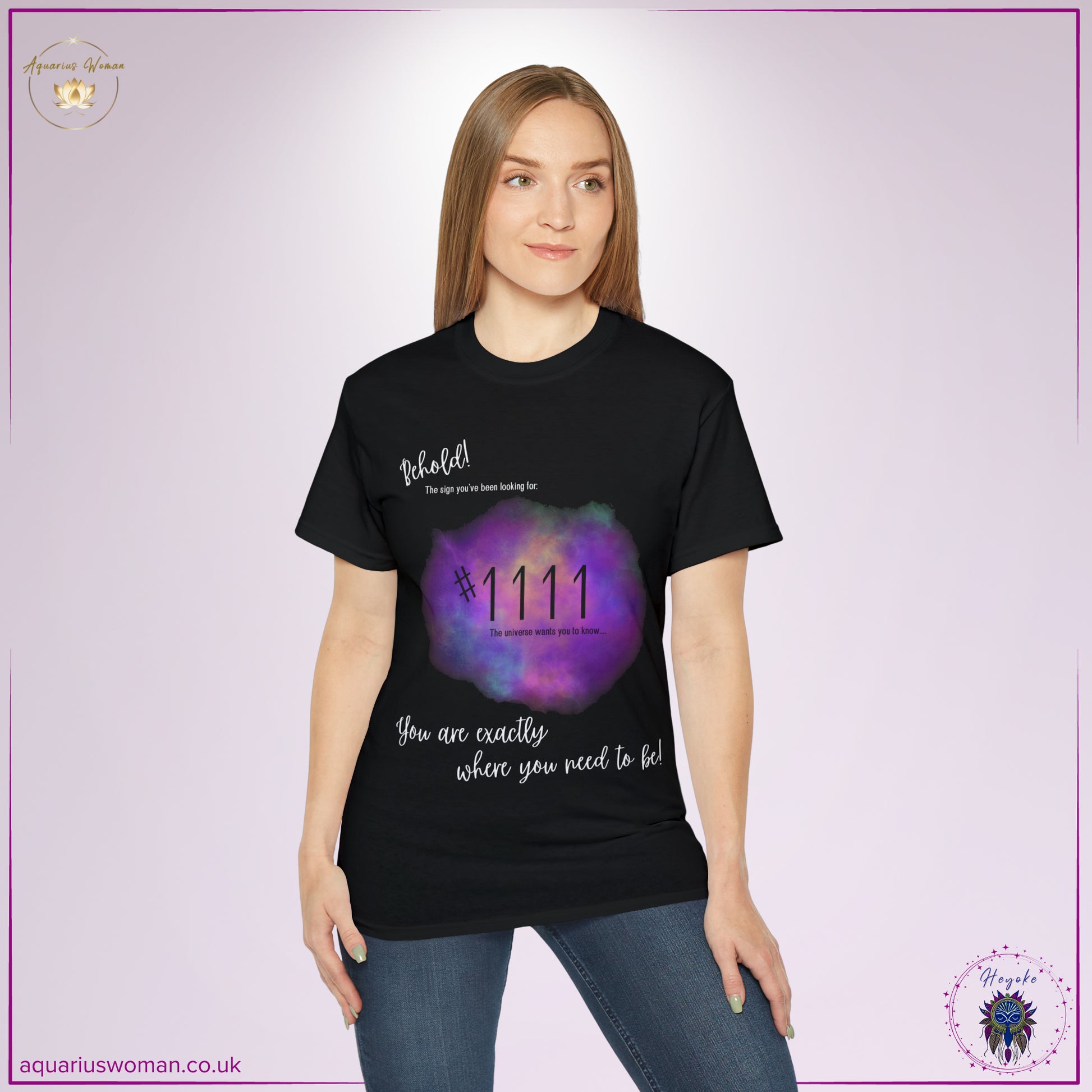 Synchronicity #1111 Tee from the Heyoke Collection by Aquarius Woman - Woman _ Black t-shirt