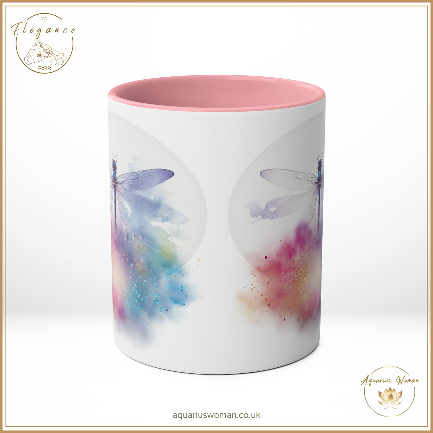Aquarius Woman's Elegance Collection - Ethereal Dragonfly Cosmic Cloud Burst Ceramic Mug