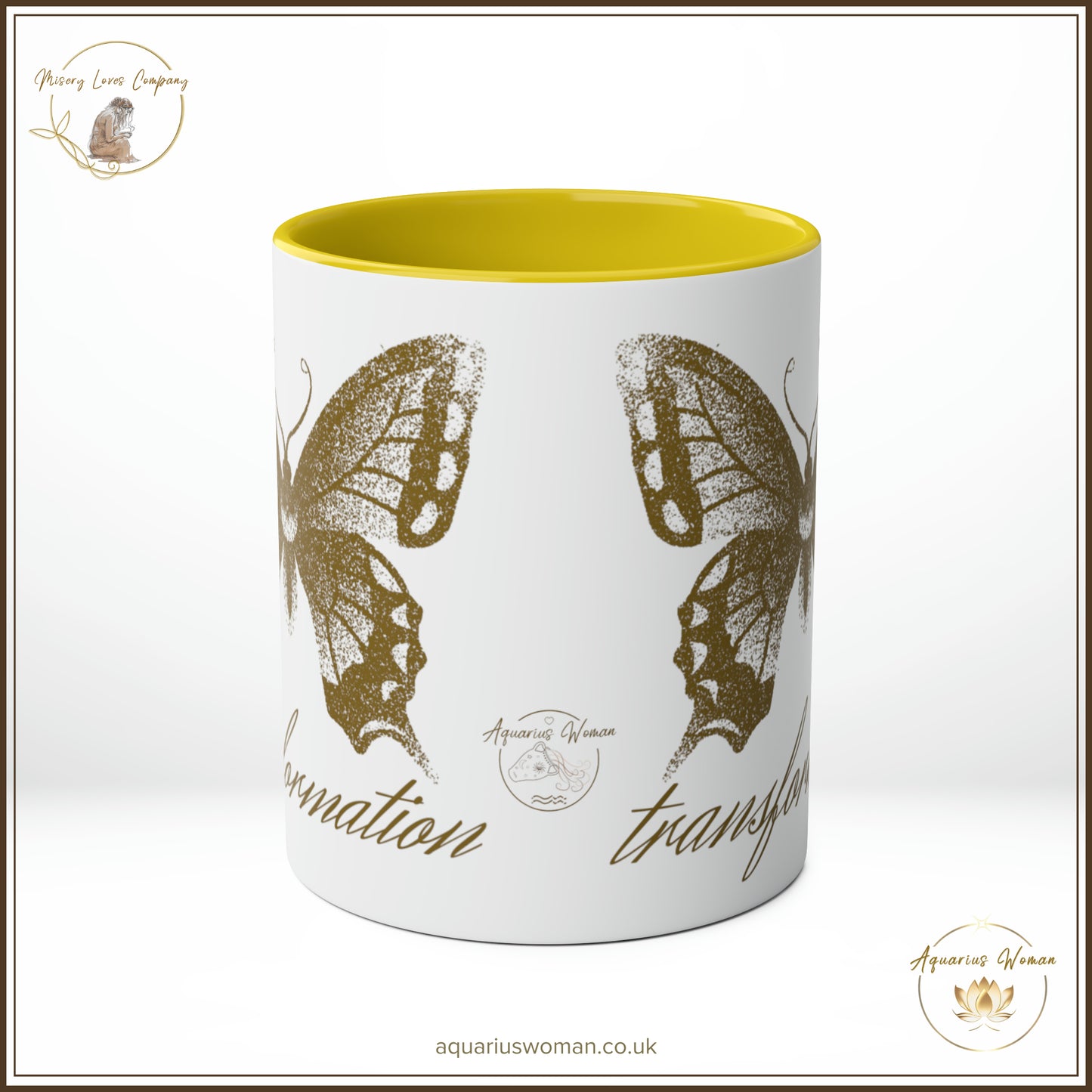 Aquarius Woman - Misery Loves Company - Transformation Mug - Yellow - Centre View