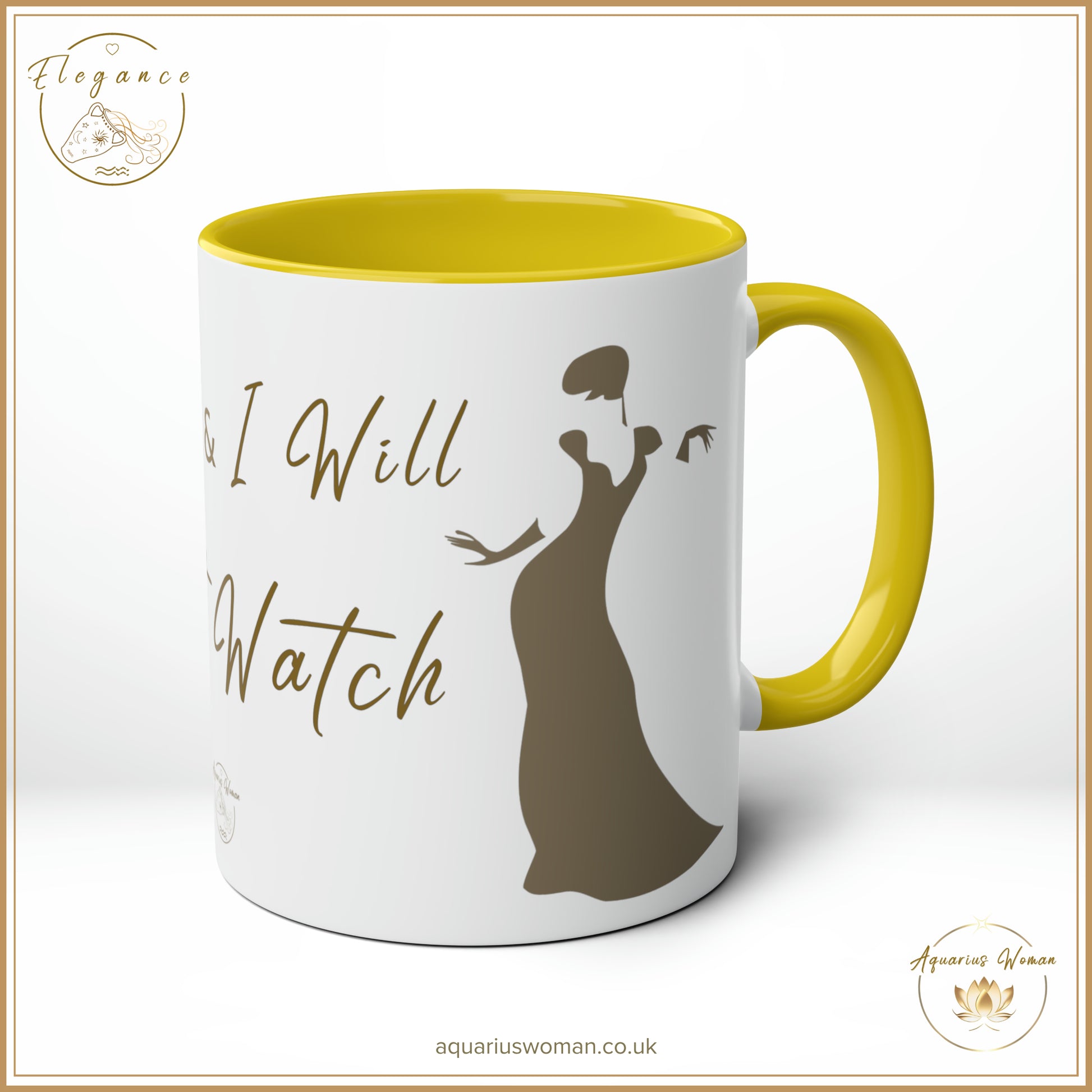 Aquarius Woman - Elegance - I Can and I Will - Just Watch Mug - Dancing Woman - Yellow- Left View