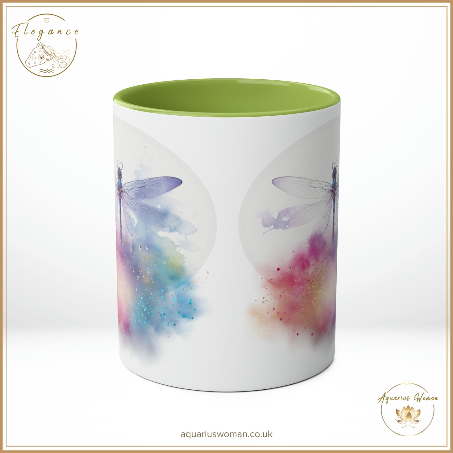 Aquarius Woman's Elegance Collection - Ethereal Dragonfly Cosmic Cloud Burst Ceramic Mug