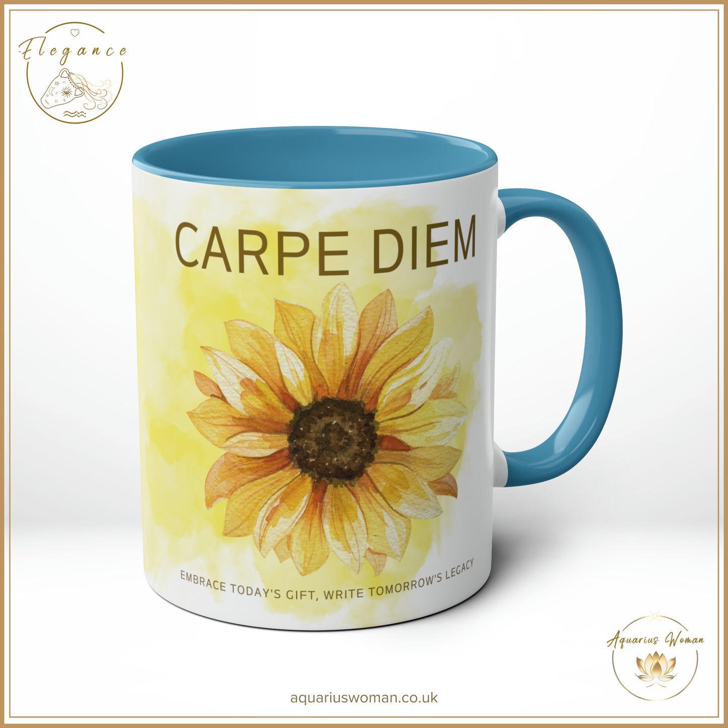 Aquarius Woman's CARPE DIEM Sunflower Mug - Elegance Collection