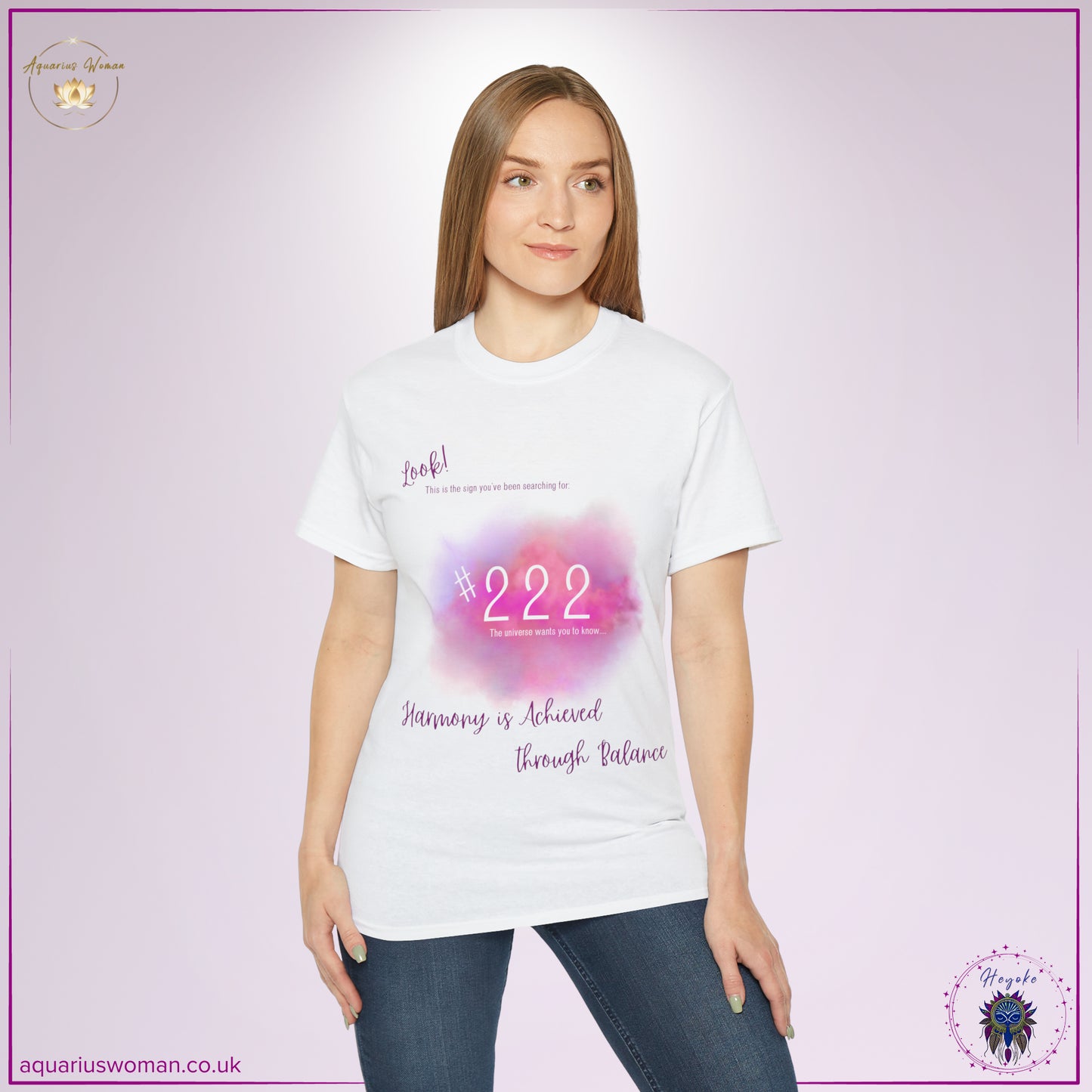 Synchronicity #222 Tee from the Heyoke Collection by Aquarius Woman - Woman _ White t-shirt