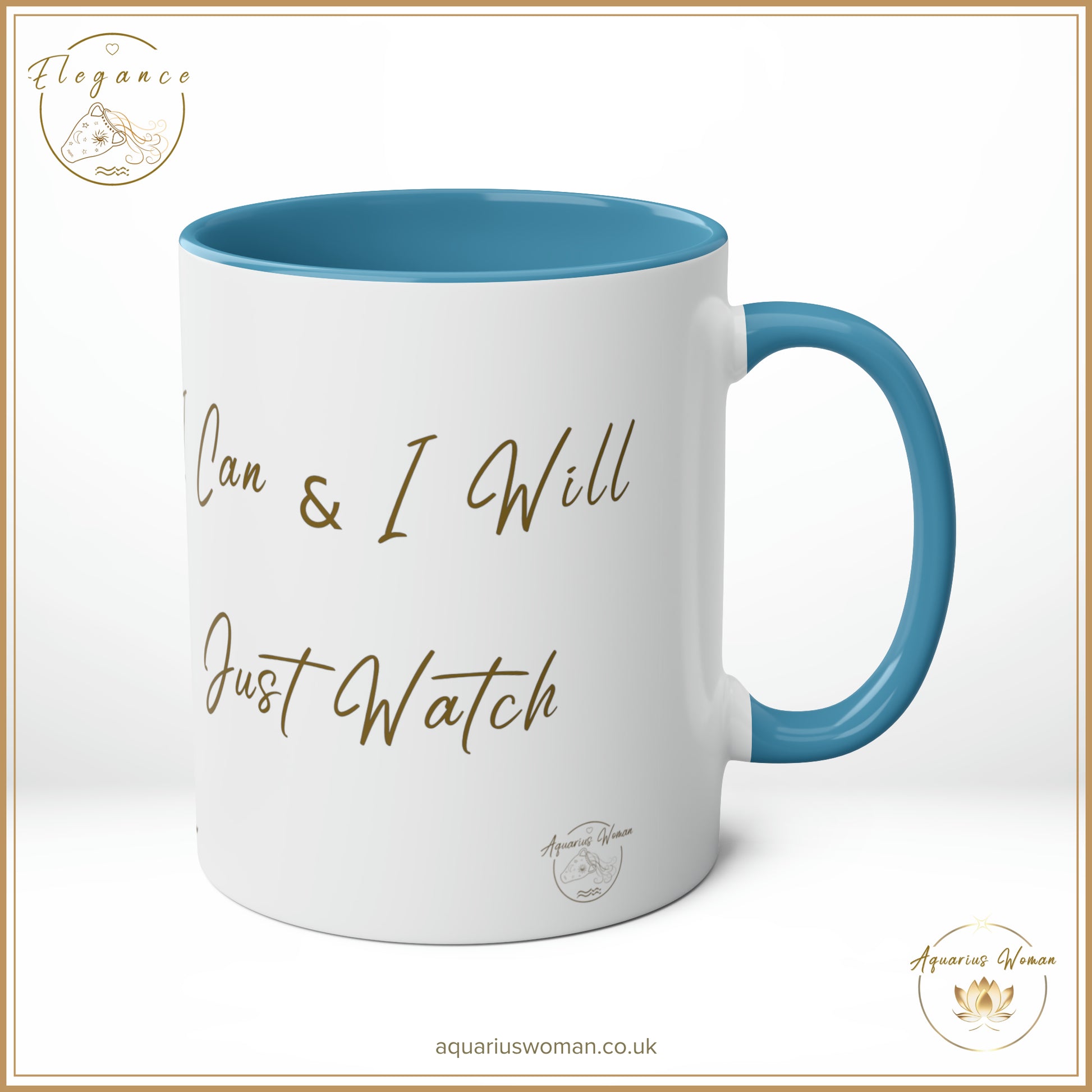Aquarius Woman - Elegance - I Can and I Will - Just Watch Mug - Long Hair Woman - Blue- Left View