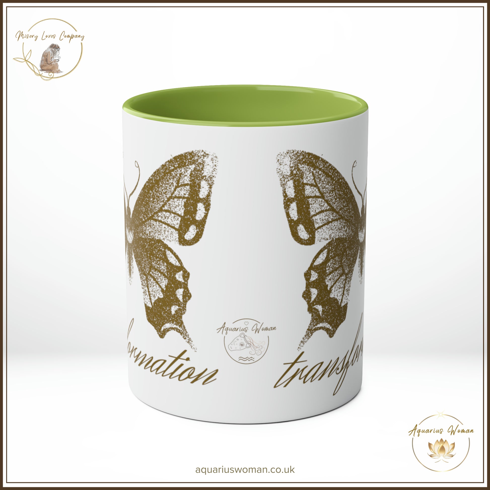 Aquarius Woman - Misery Loves Company - Transformation Mug - Green - Center View