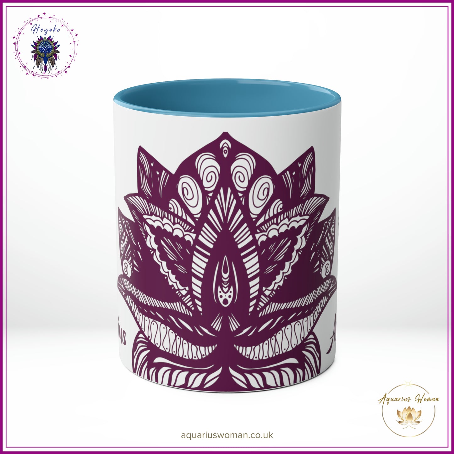 Aquarius Woman Heyoke Range Mug - Mystical Amethyst Dream-Catcher - Blue - Center View