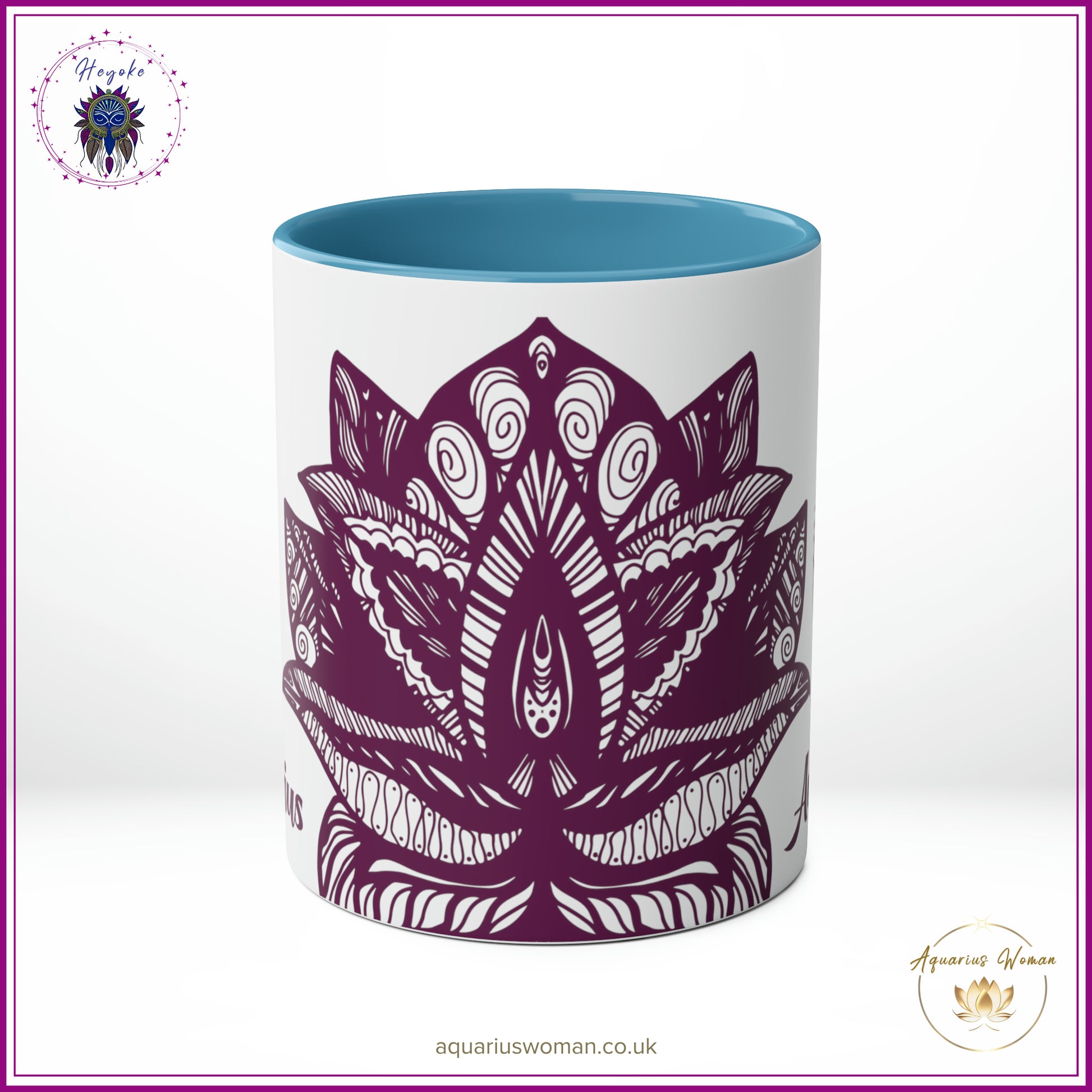 Aquarius Woman Heyoke Range Mug - Mystical Amethyst Dream-Catcher - Blue - Center View