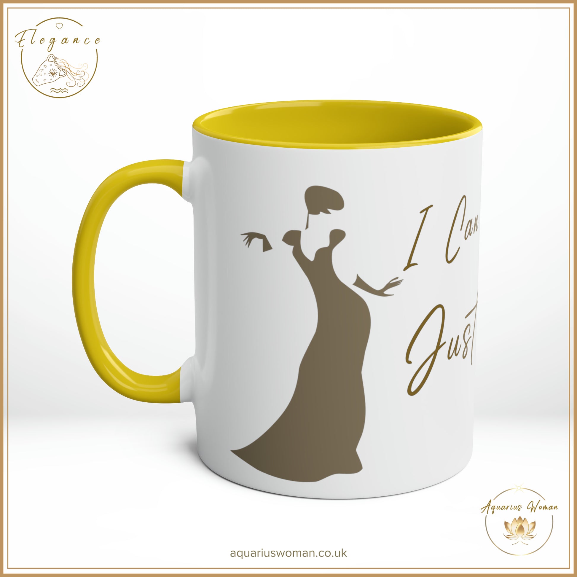 Aquarius Woman - Elegance - I Can and I Will - Just Watch Mug - Dancing Woman - Yellow- Right View