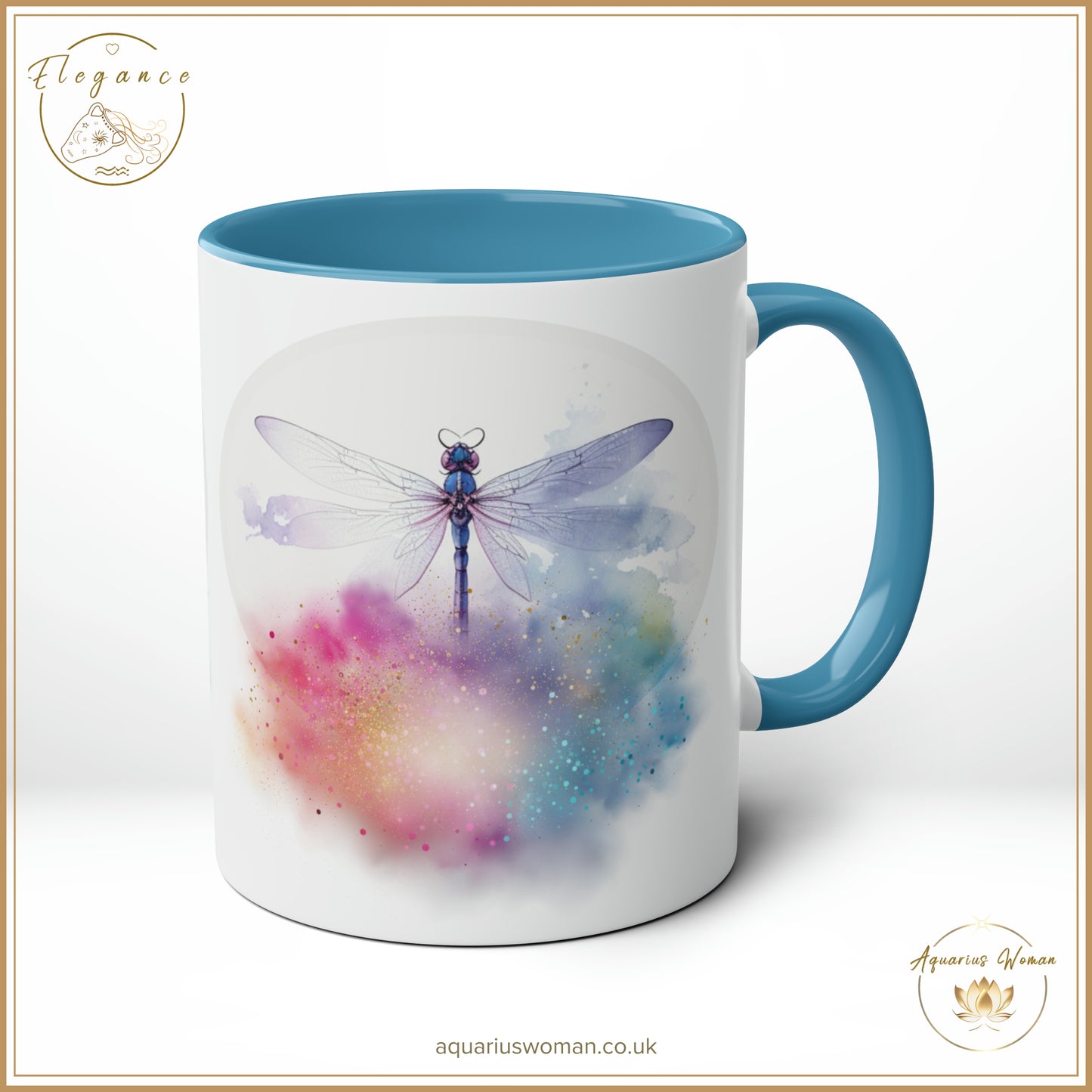 Aquarius Woman's Elegance Collection - Ethereal Dragonfly Cosmic Cloud Burst Ceramic Mug