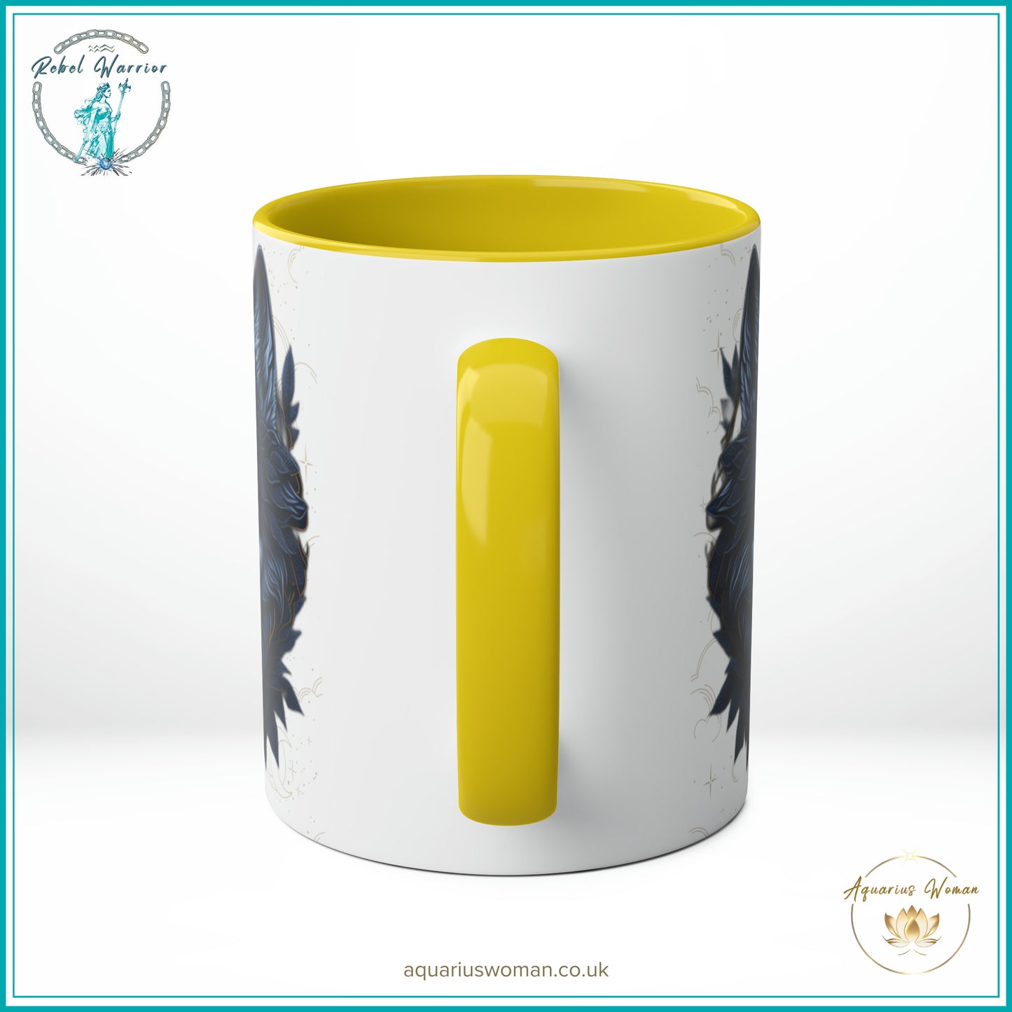 Aquarius Woman Rebel Warrior Collection Mug – Lone Wolf Geometric and Dreamcatcher Design