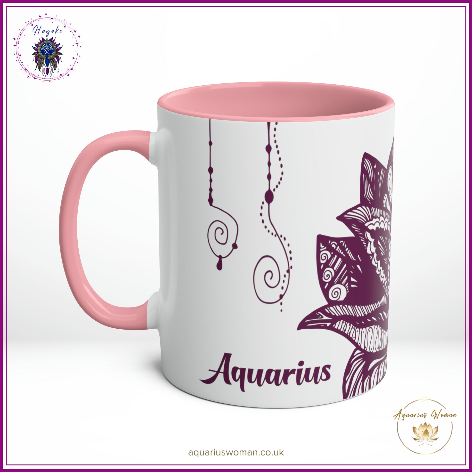 Aquarius Woman Heyoke Range Mug - Mystical Amethyst Dream-Catcher - Pink - Right View