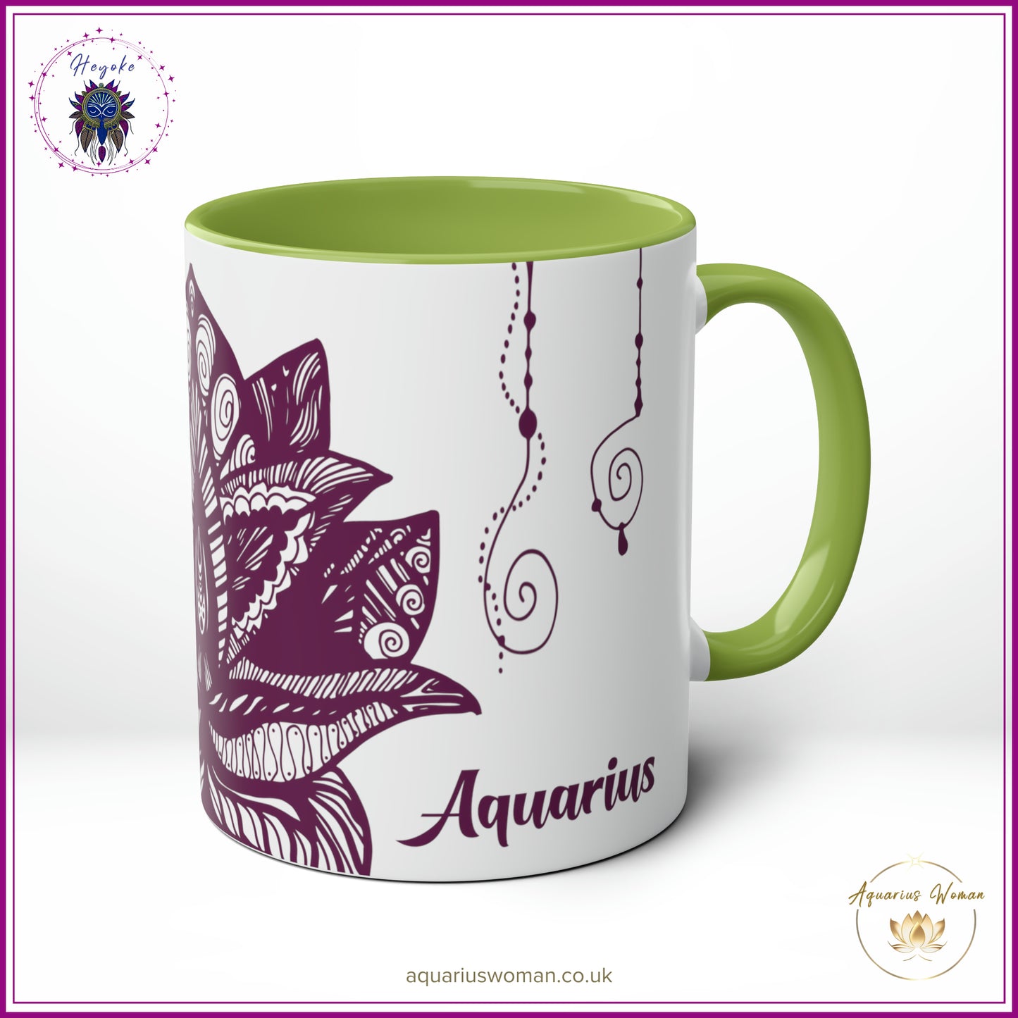 Aquarius Woman Heyoke Range Mug - Mystical Amethyst Dream-Catcher - Green - Left View