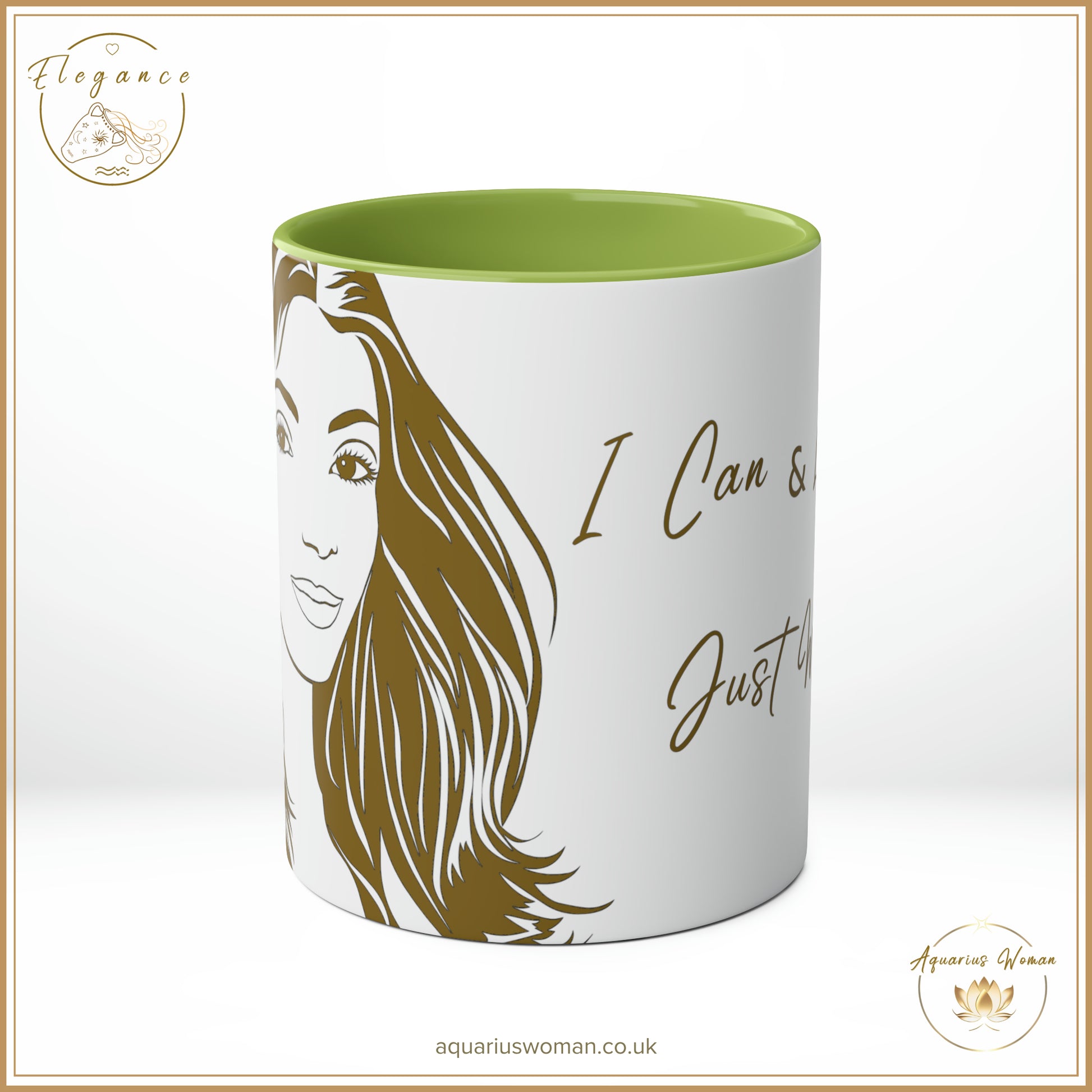 Aquarius Woman - Elegance - I Can and I Will - Just Watch Mug - Long Hair Woman - Green - Center View