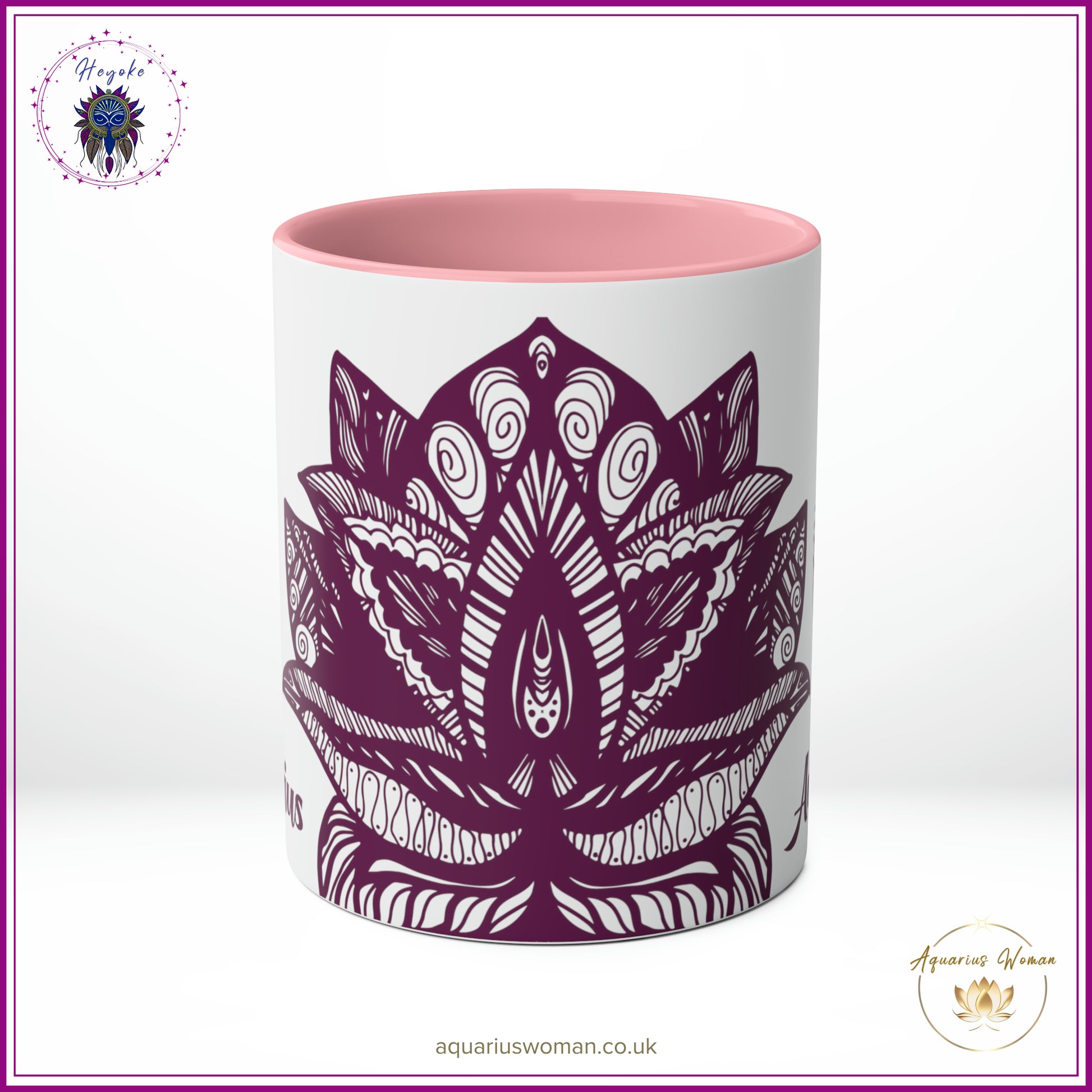 Aquarius Woman Heyoke Range Mug - Mystical Amethyst Dream-Catcher - Pink - Center View