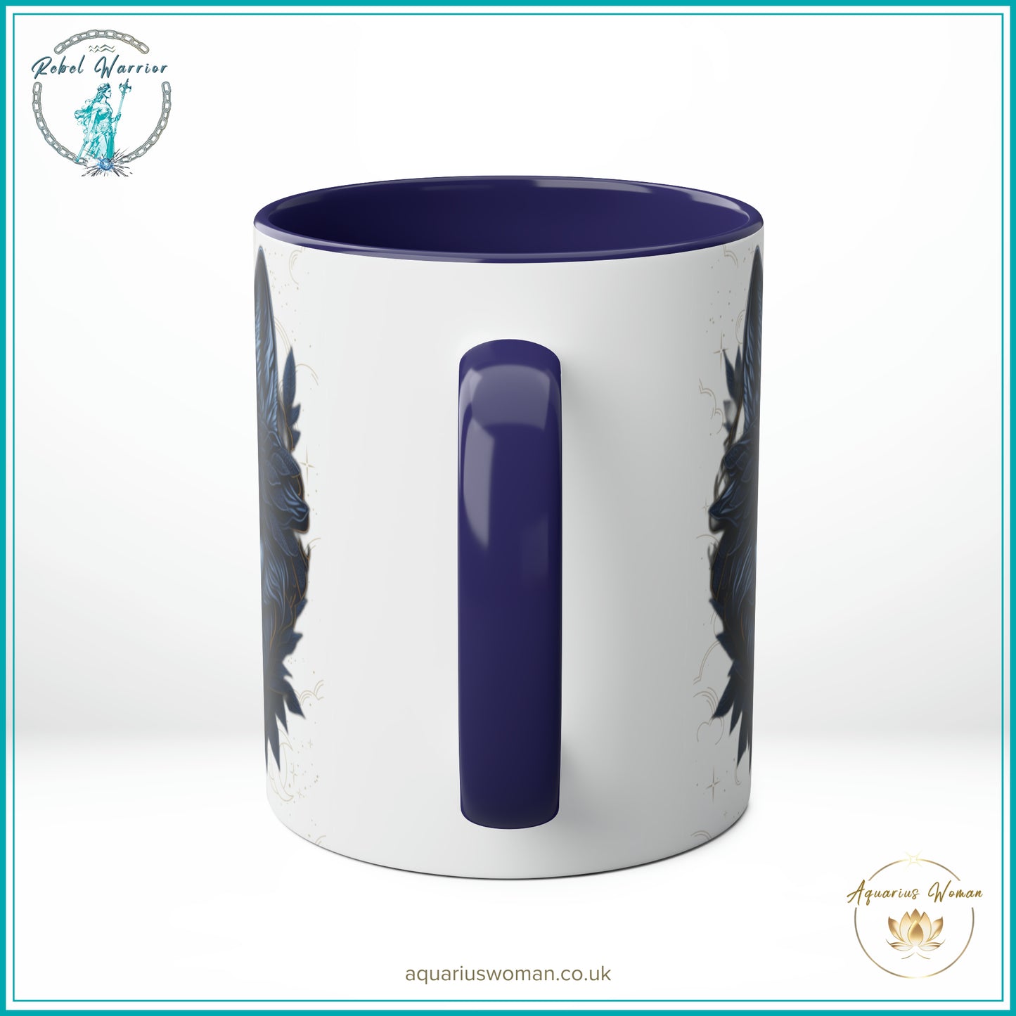 Aquarius Woman Rebel Warrior Collection Mug – Lone Wolf Geometric and Dreamcatcher Design