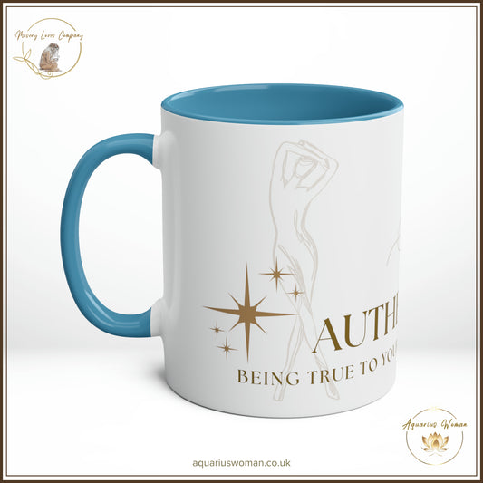 Aquarius Woman's Authenticity, Be True to Yourself Without Apology Mug - Blue - Left
