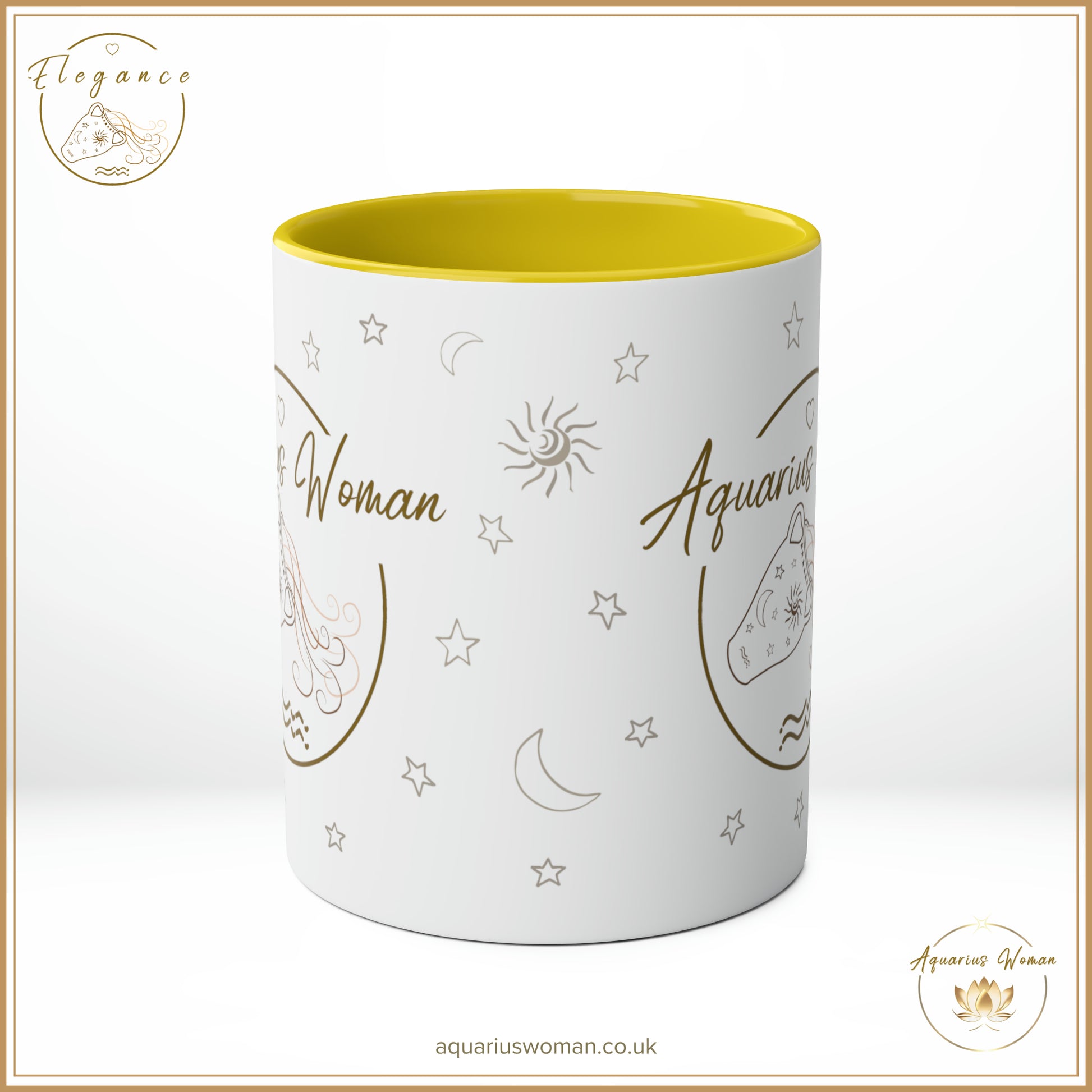 Aquarius Woman - Original Logo Mug - Yellow - Center